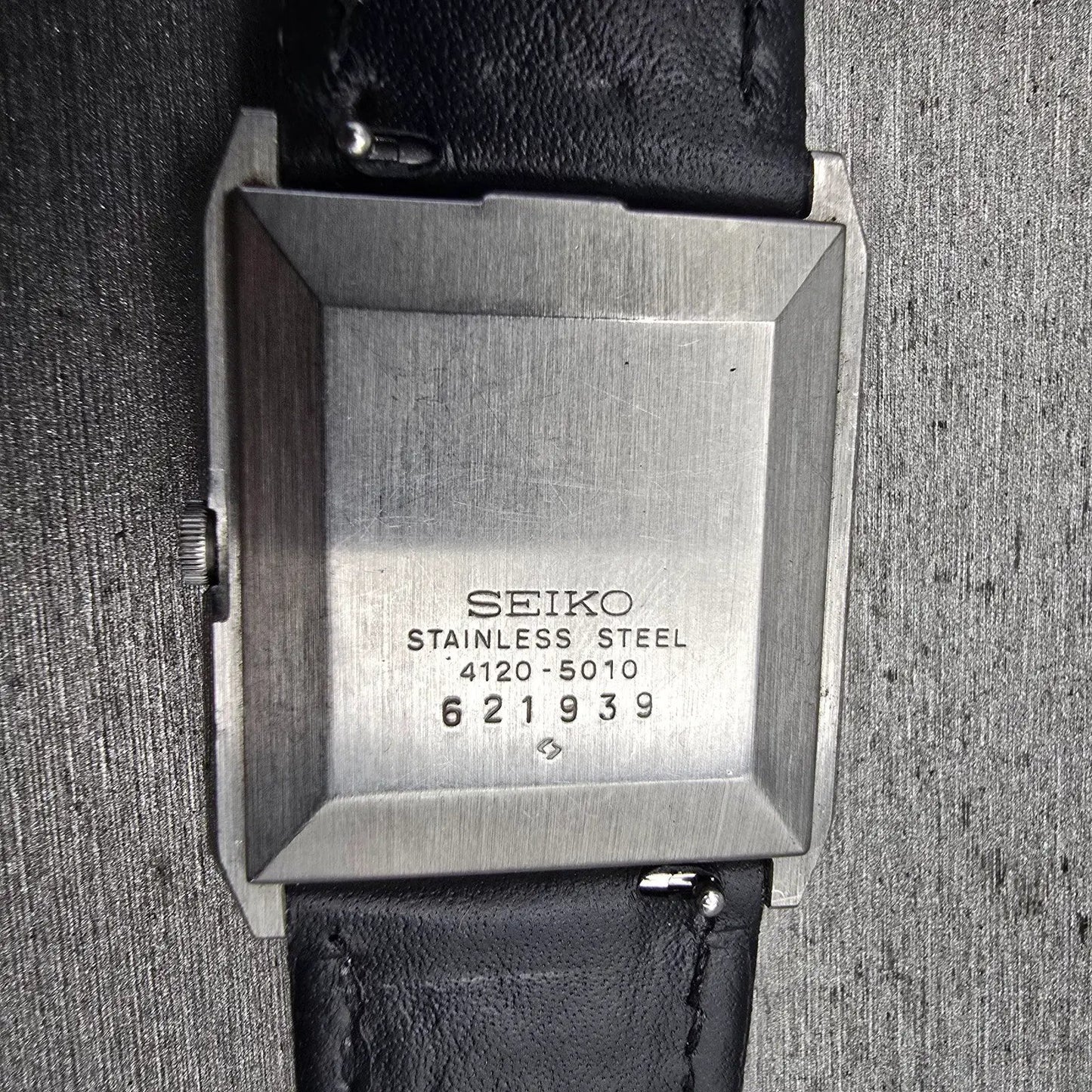 Seiko Tank Watch Men 33mm Black Dial Silver Tone Rectangle 4120-5101 New Battery10