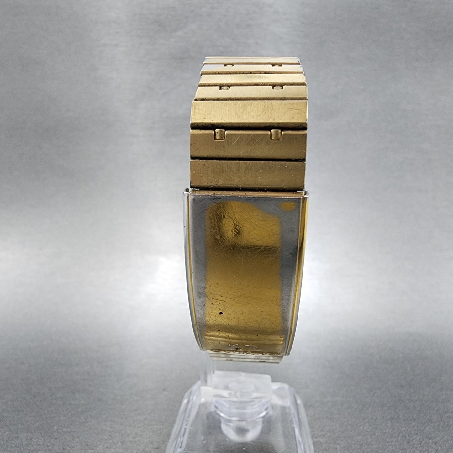 Seiko SQ Tank Watch Men 28mm Champagne Dial Gold Tone Daydate 5h23-5a00 New Batt