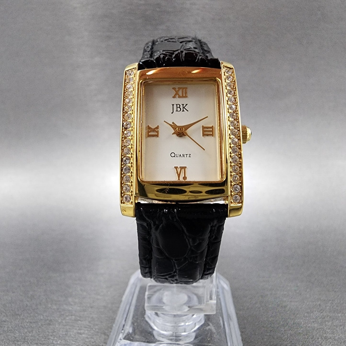 JBK Jacqueline Kennedy Tank Watch Women 22mm White Dial Gold Tone Rectangle Runs