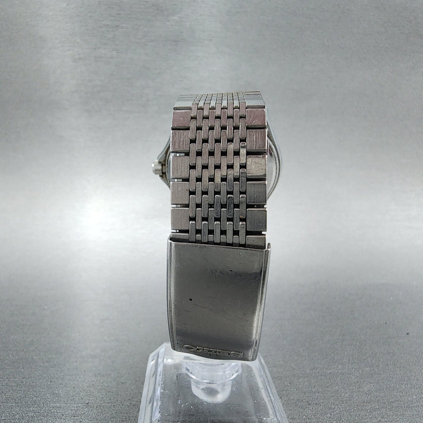 Seiko Chronos Watch Men 35mm Silver Tone Silver Dial Daydate 5h23-7d20 PARTS