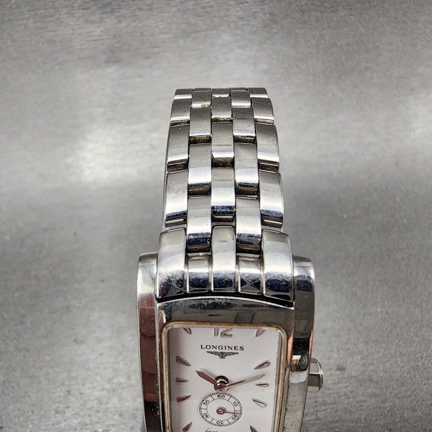 Longines Dolce Vita tank Watch Women 20mm White Dial Steel Rectangle New Battery
