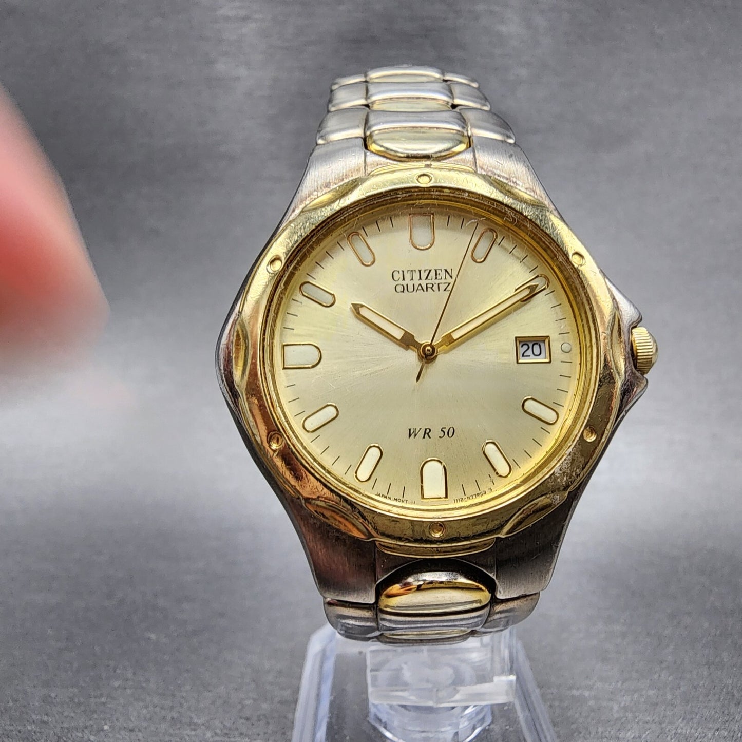 Citizen Watch Men 36mm Champagne Dial Two Tone Date Round 1112-S68334 New Batt