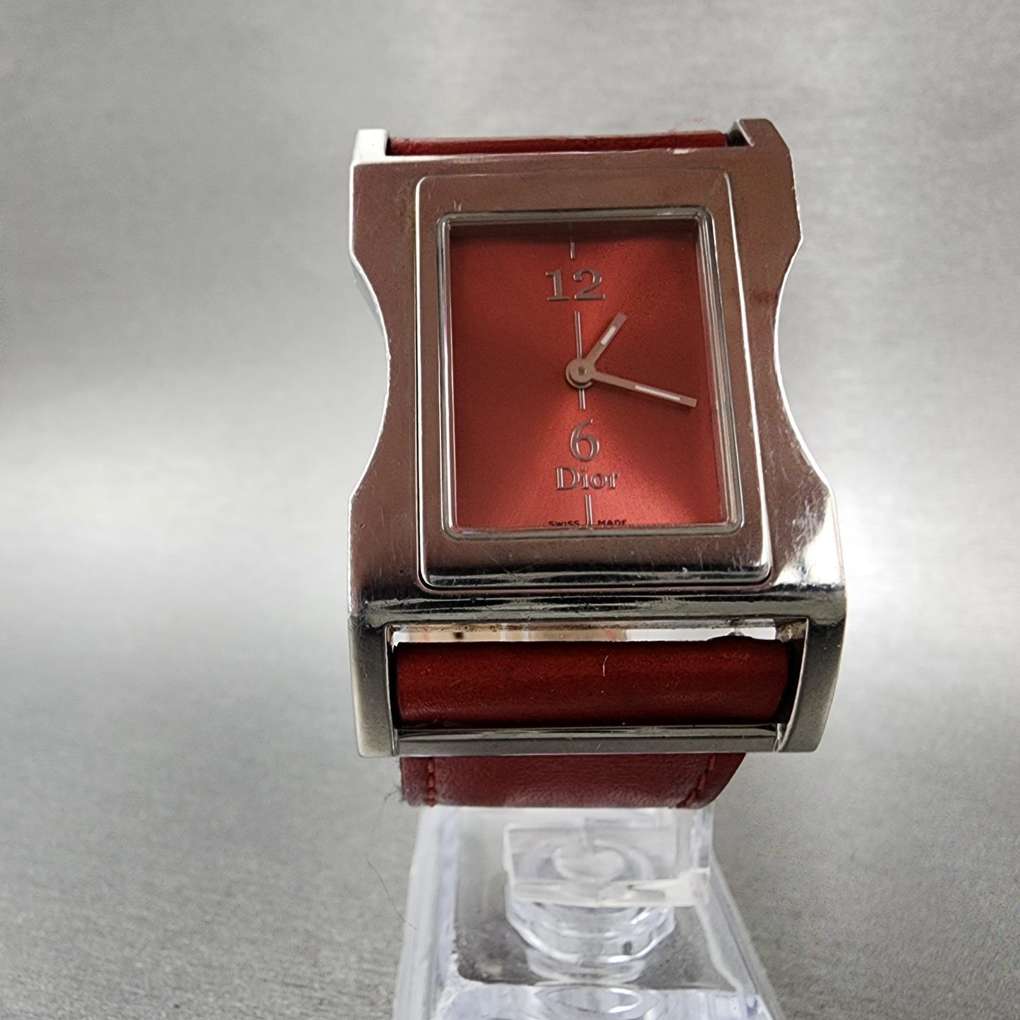 Christian Dior 47 Watch Women 30mm Red Dial Stainless Steel Swiss new Battery