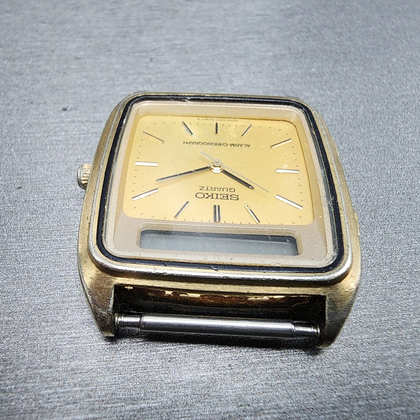 Seiko Analog Digital Watch Men 31mm Gold Dial Gold Tone H357-5029 PARTS
