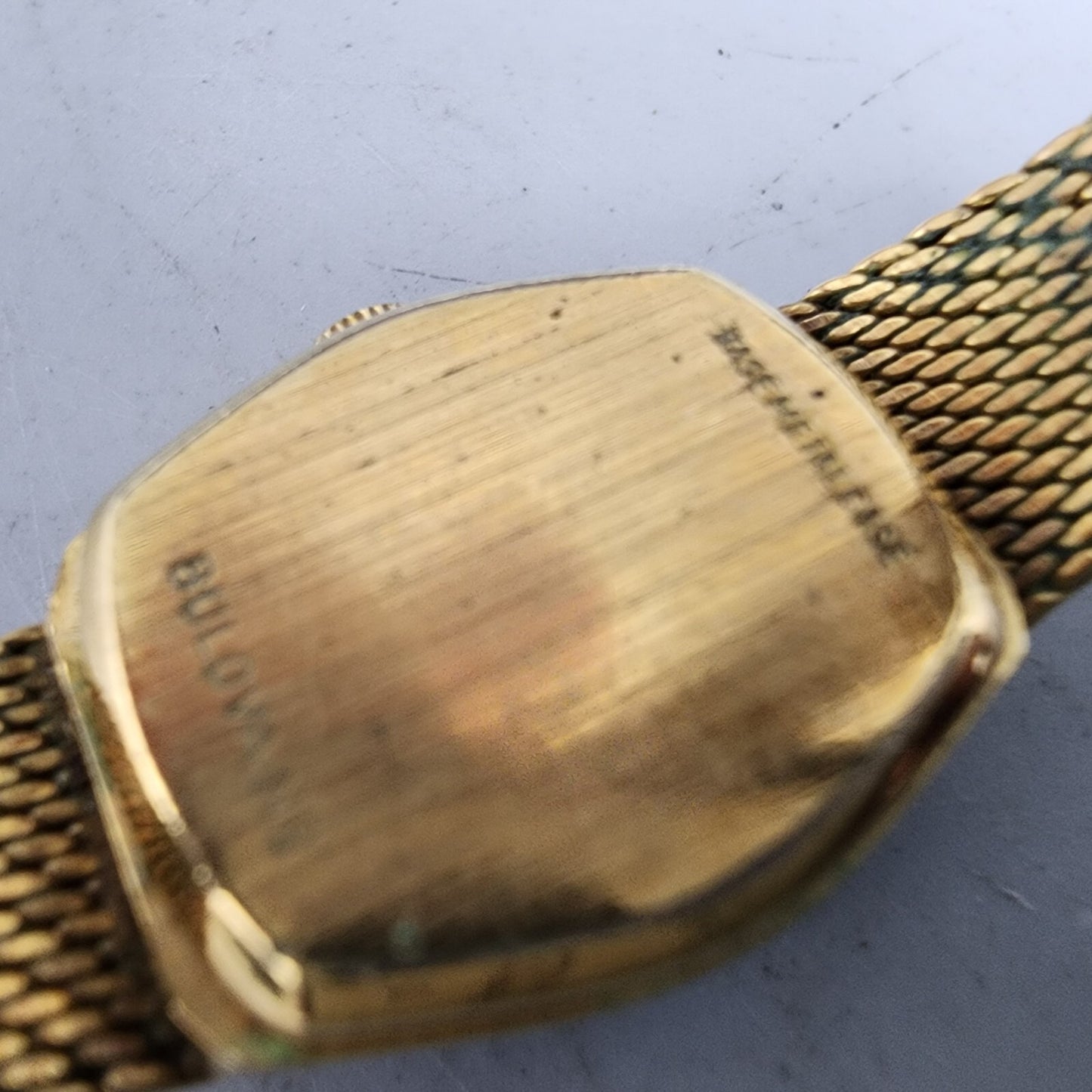VTG Bulova Accutron Watch Women Gold Tone Gold Dial Diamond Bezel New Battery