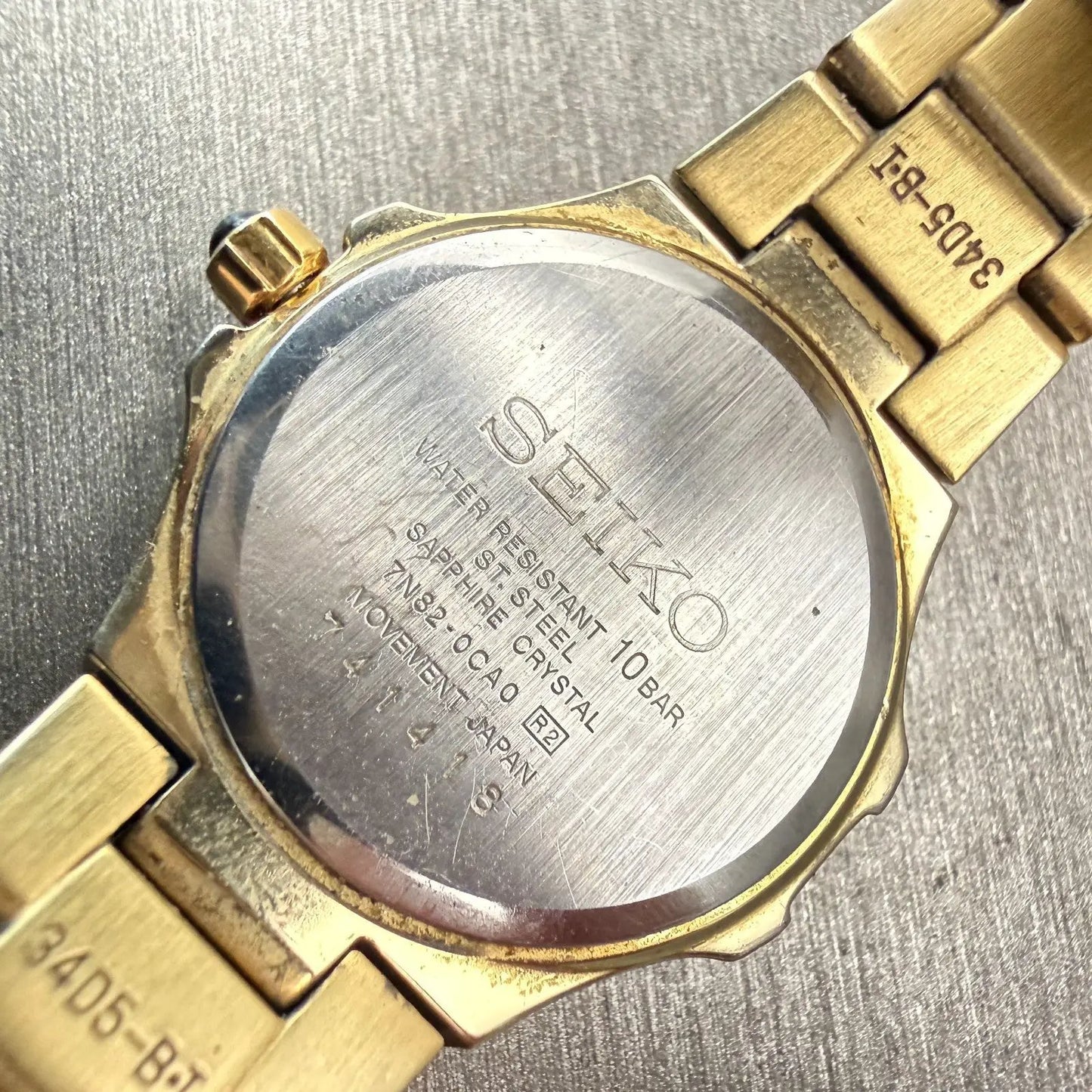 Seiko Coutura Watch Women 26mm MOP Dial Gold Tone Date Round 7N82-0CA0 New Batt10