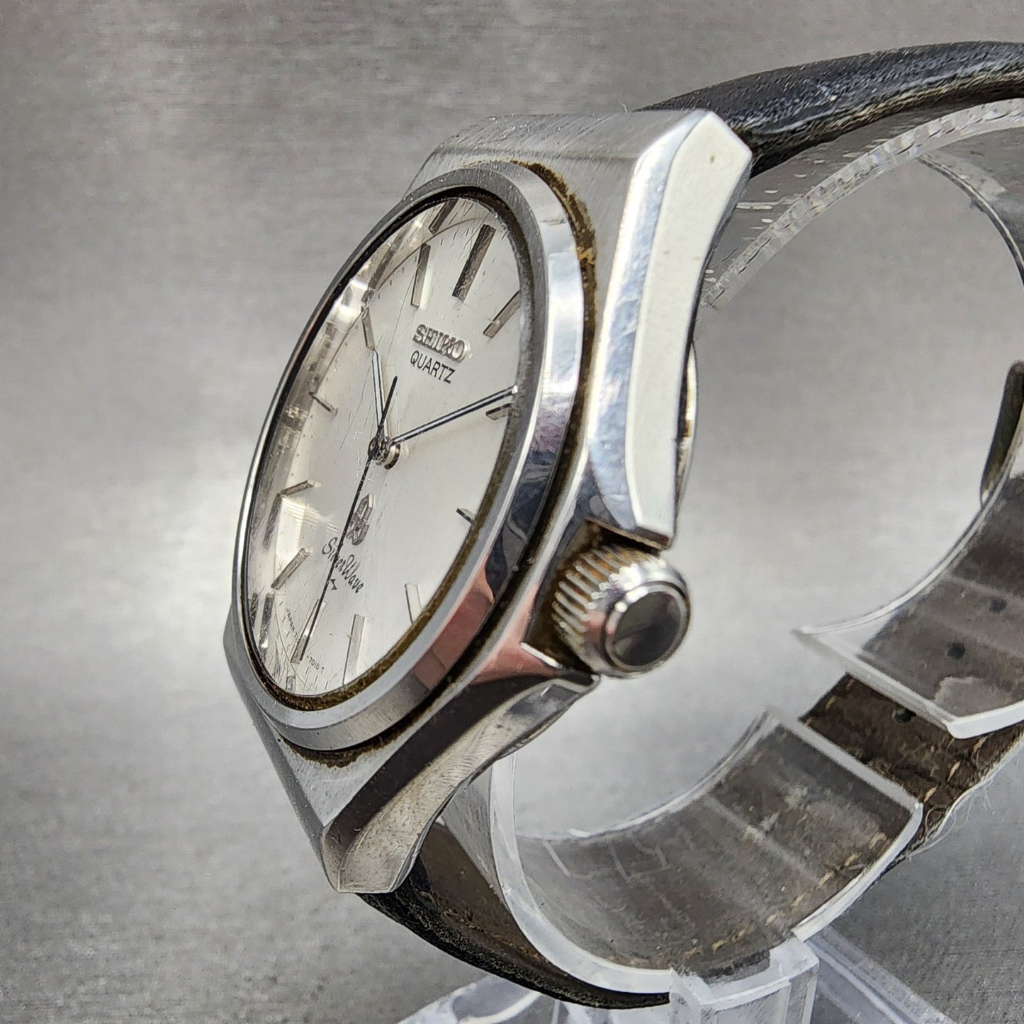 Seiko Silverwave Watch Men 35mm White Dial Steel Round 7121-7010 New Battery