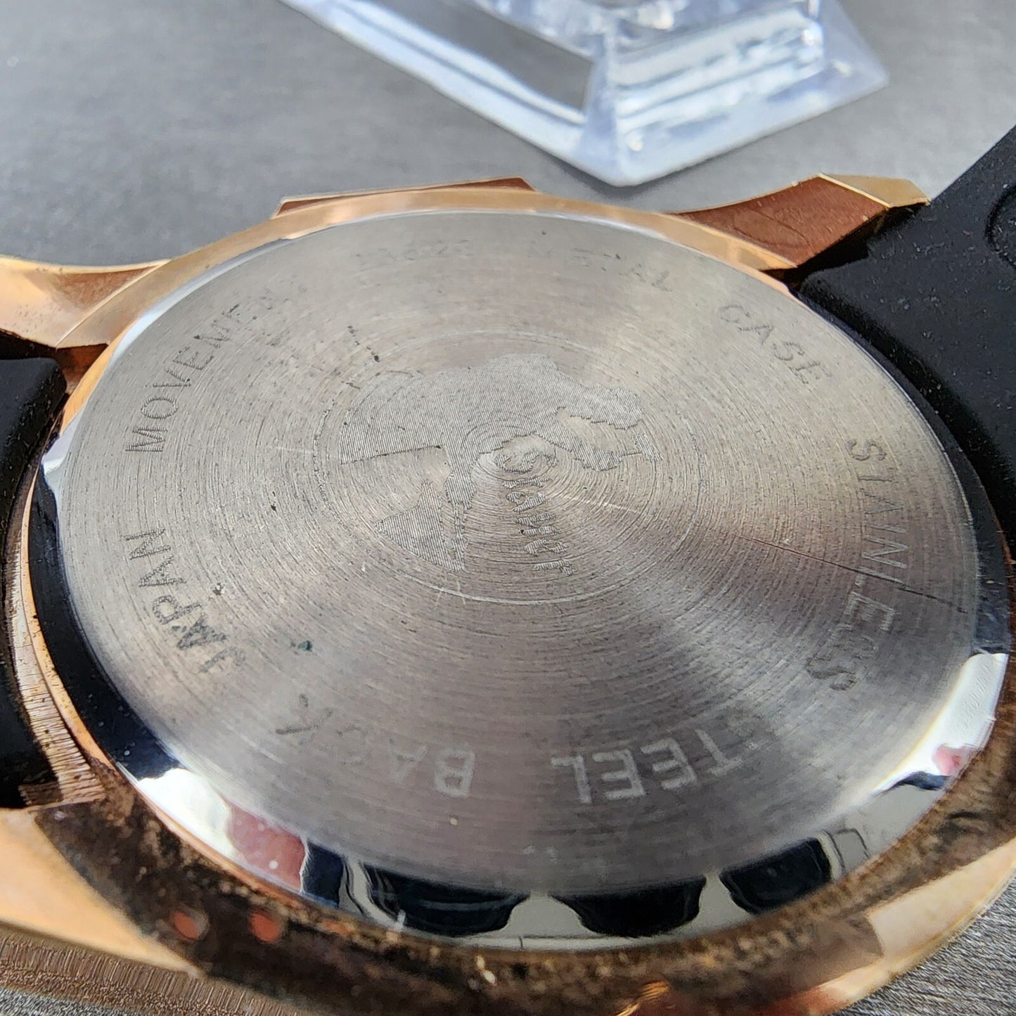 Stauer Blazon Watch Men 36mm Black Dial Rose Gold Tone Round 23523 New Battery