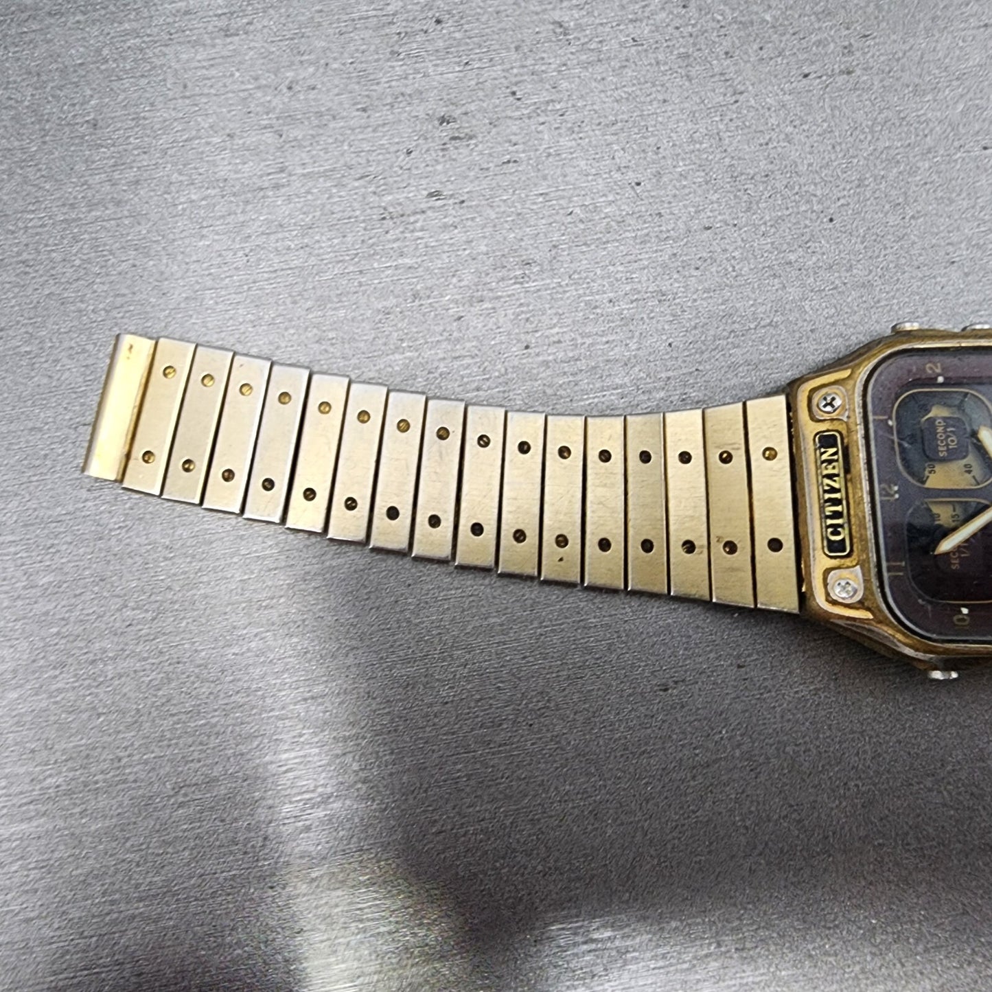 Citizen Robot Face Watch Men 32mm Brown Dial Gold Tone Rectangle 8943 PARTS