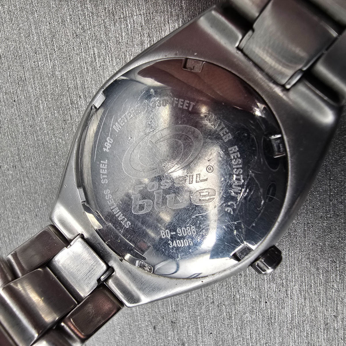 Fossil Blue Watch Men 35mm Blue Dial Silver Tone Daydate BQ-9086 New Battery10