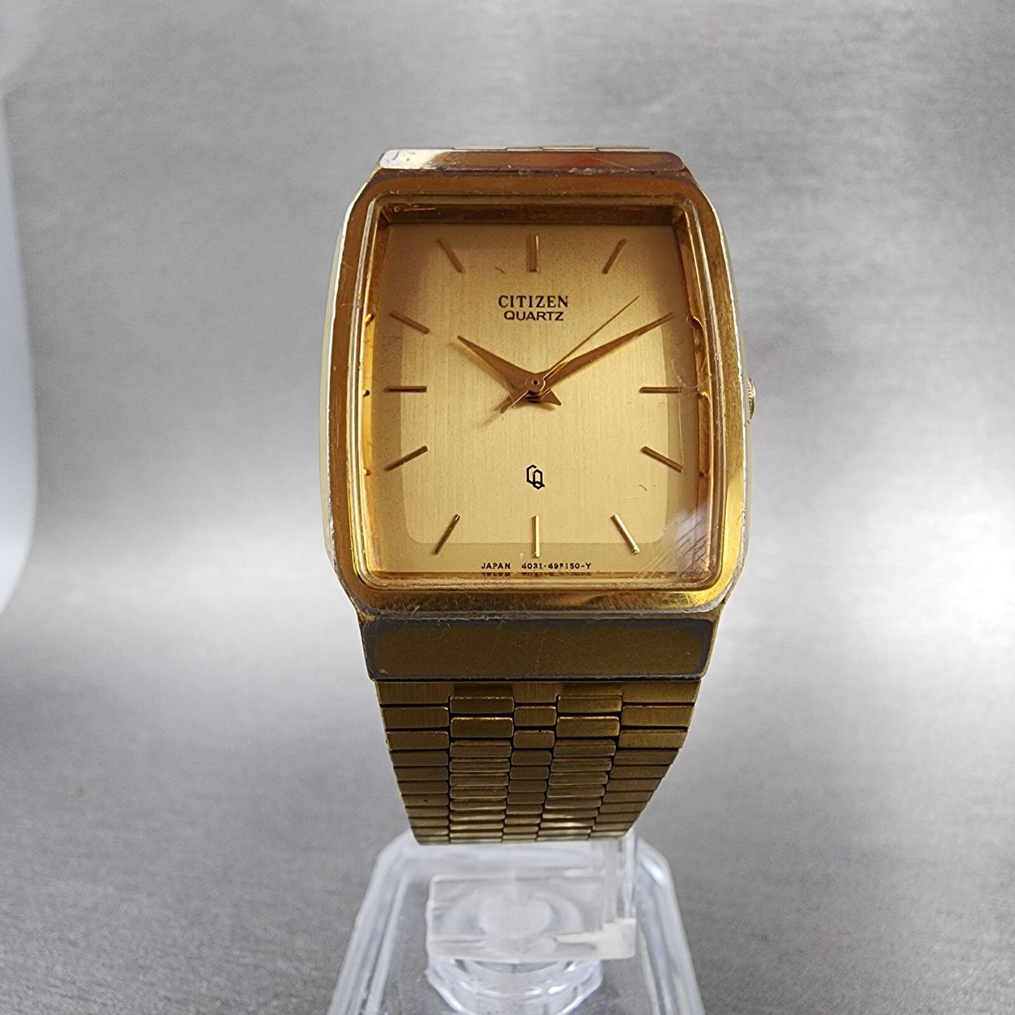 Citizen CQ Tank Watch Men 27mm Gold Dial Gold Tone Rectangle 4031-491751 PARTS