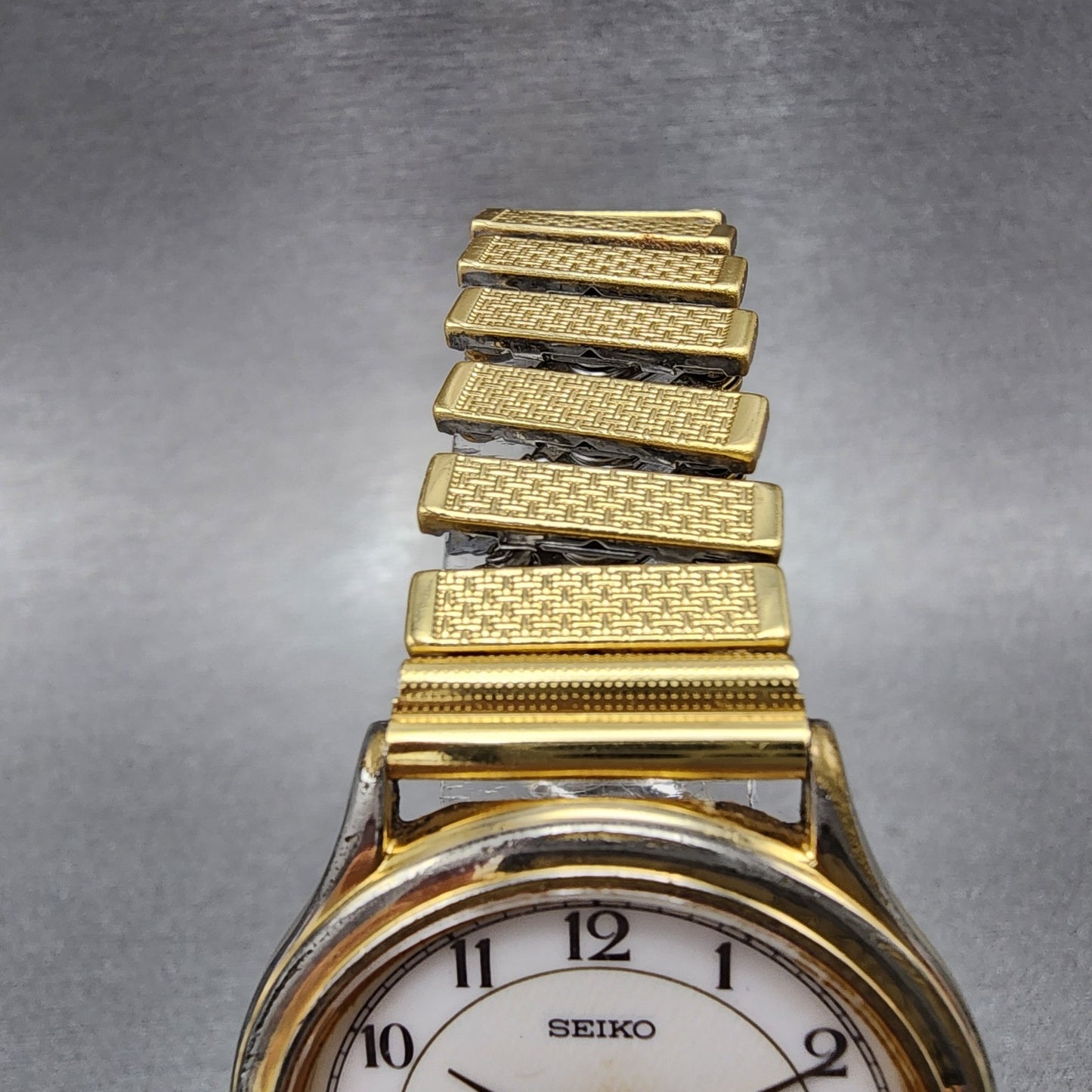 Seiko Spirit Watch Men 34mm White Dial Gold Tone 5s21-6a50 New Battery