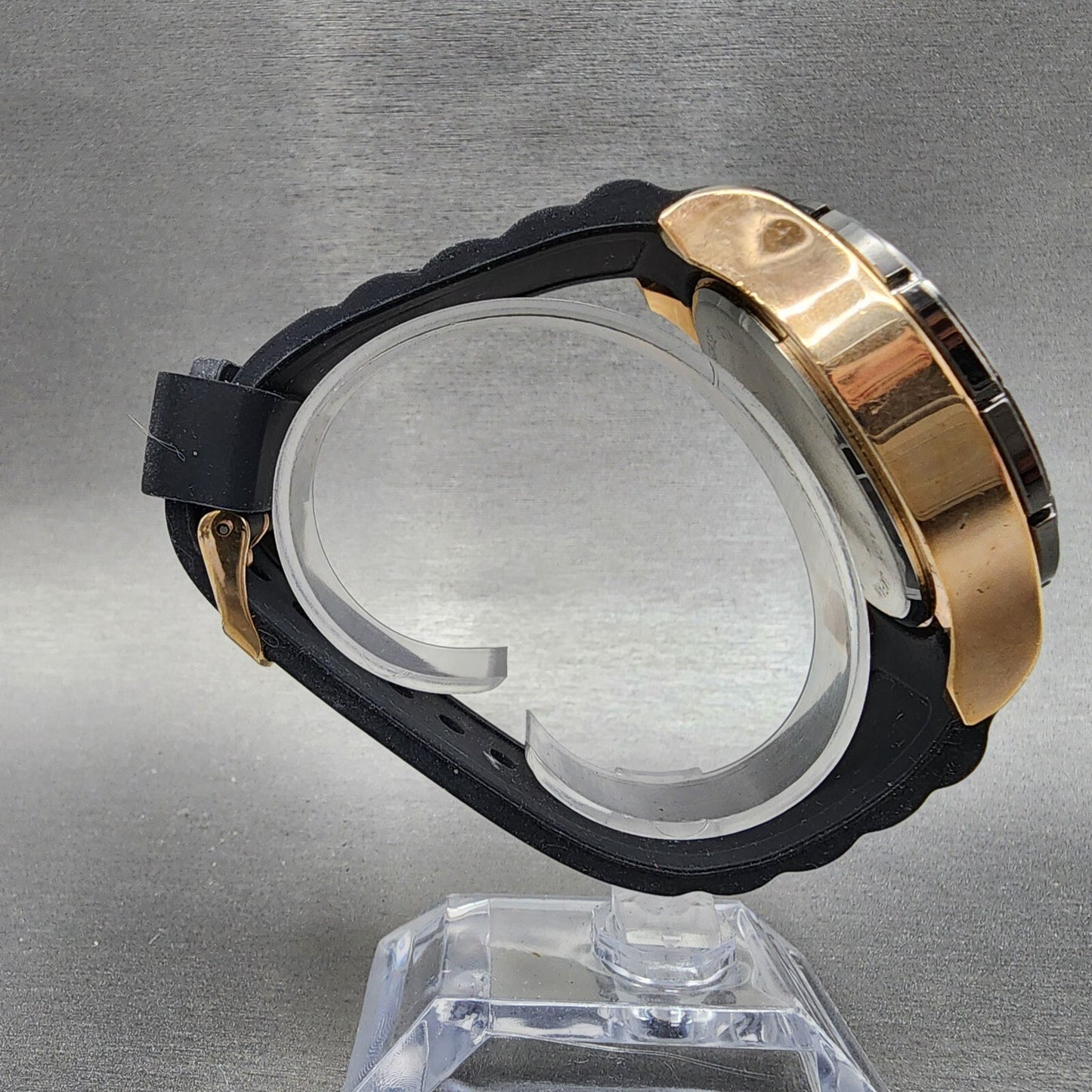 Stauer Blazon Watch Men 36mm Black Dial Rose Gold Tone Round 23523 New Battery