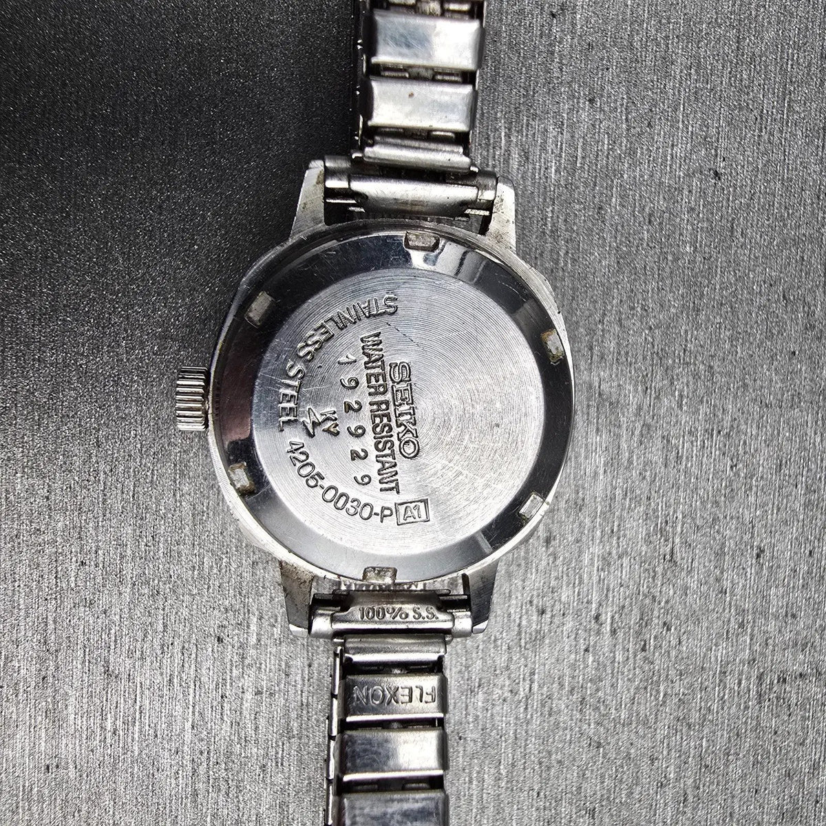 Seiko Automatic Watch Women 23mm Black Dial Silver Date 4205-0030 Works10