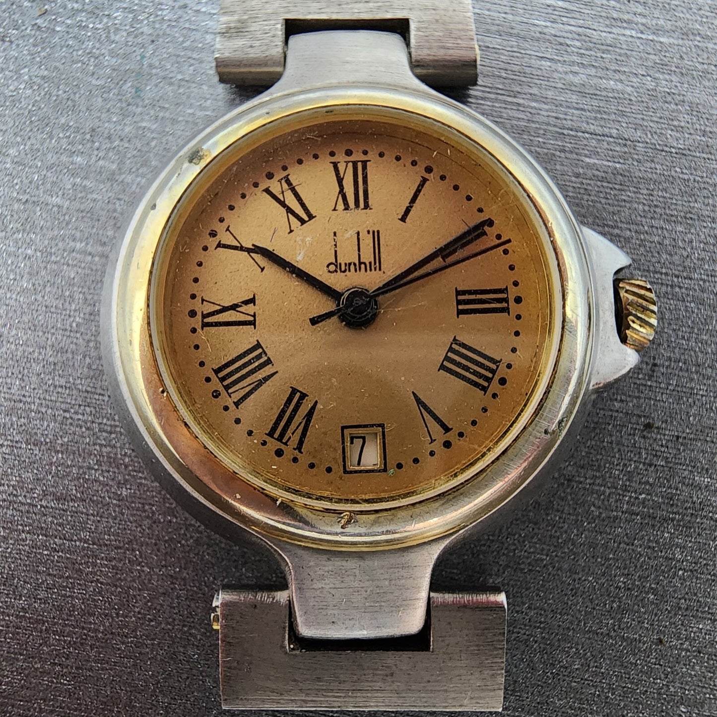 Dunhill Millennium Watch Women 26mm Gold Dial Two Tone Date Round PARTS