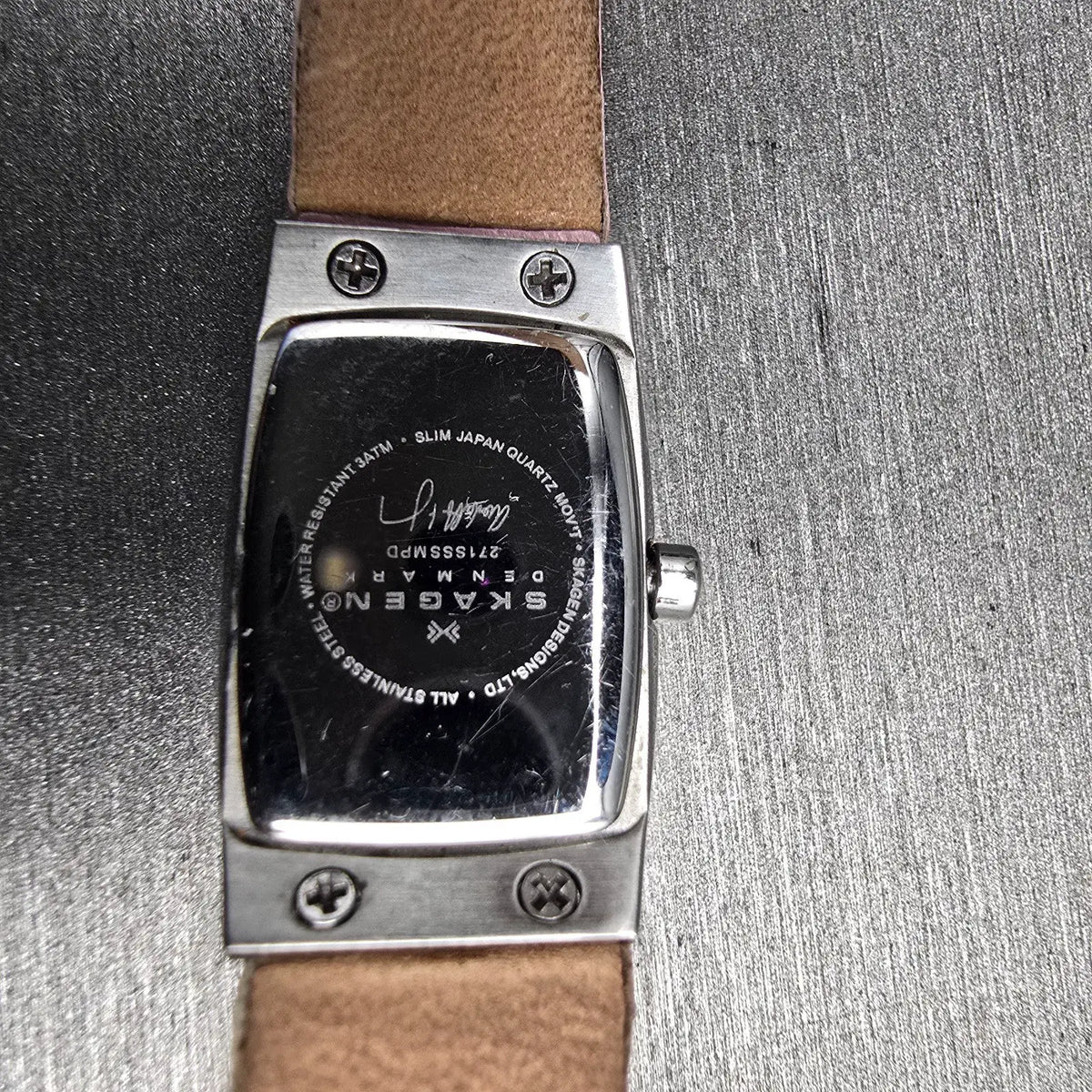Skagen Tank Watch Women 16mm MOP Dial Silver Tone Rectangle 271SSLPD New Battery10
