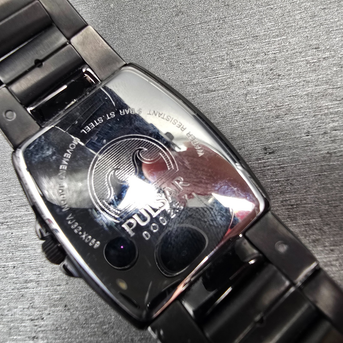 Seiko Pulsar Watch Men 30mm Black Dial Two Tone Date VJ32-X059 New Battery10