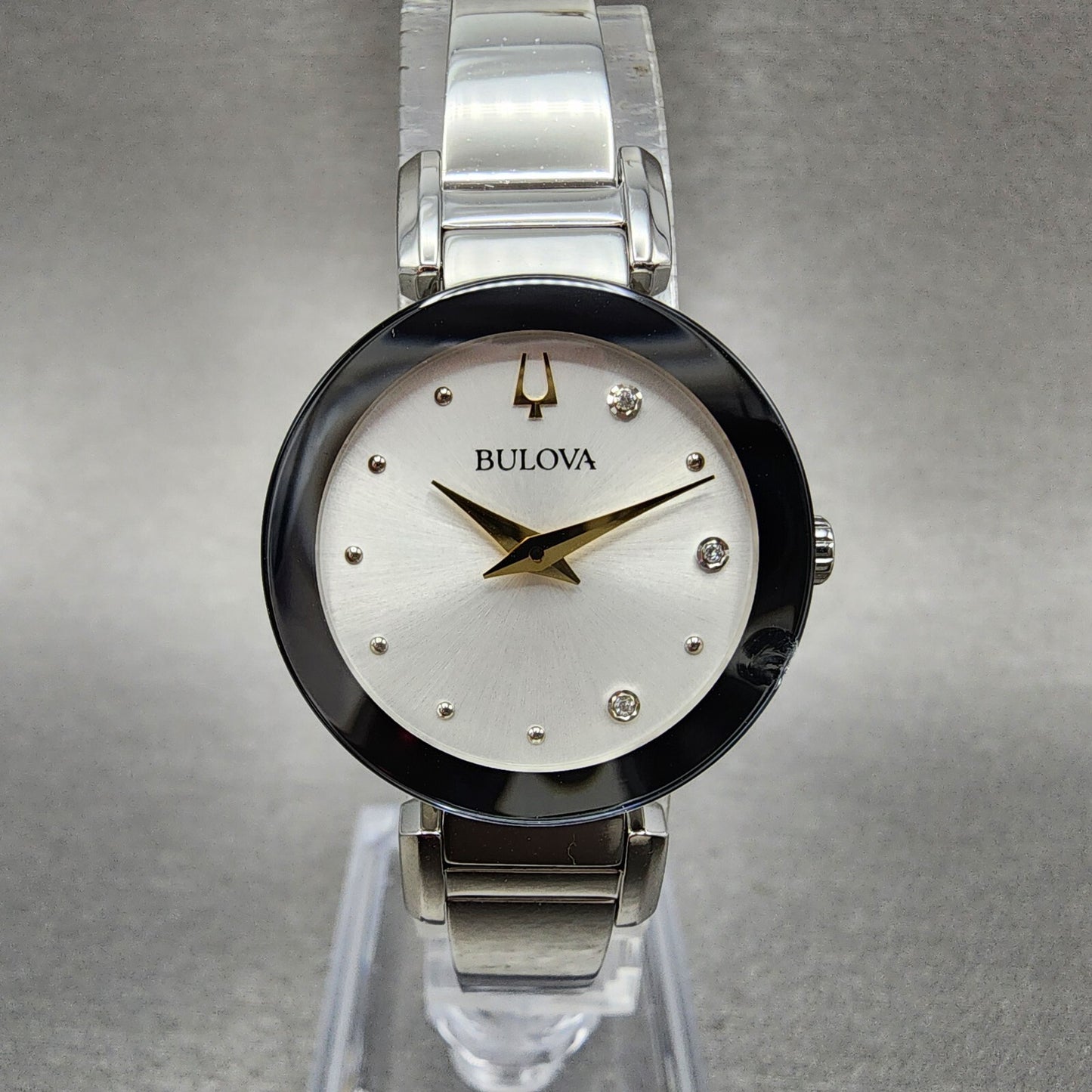 Bulova Marc Anthony Watch Women 26mm White Dial Silver Tone Diamond Accents B123