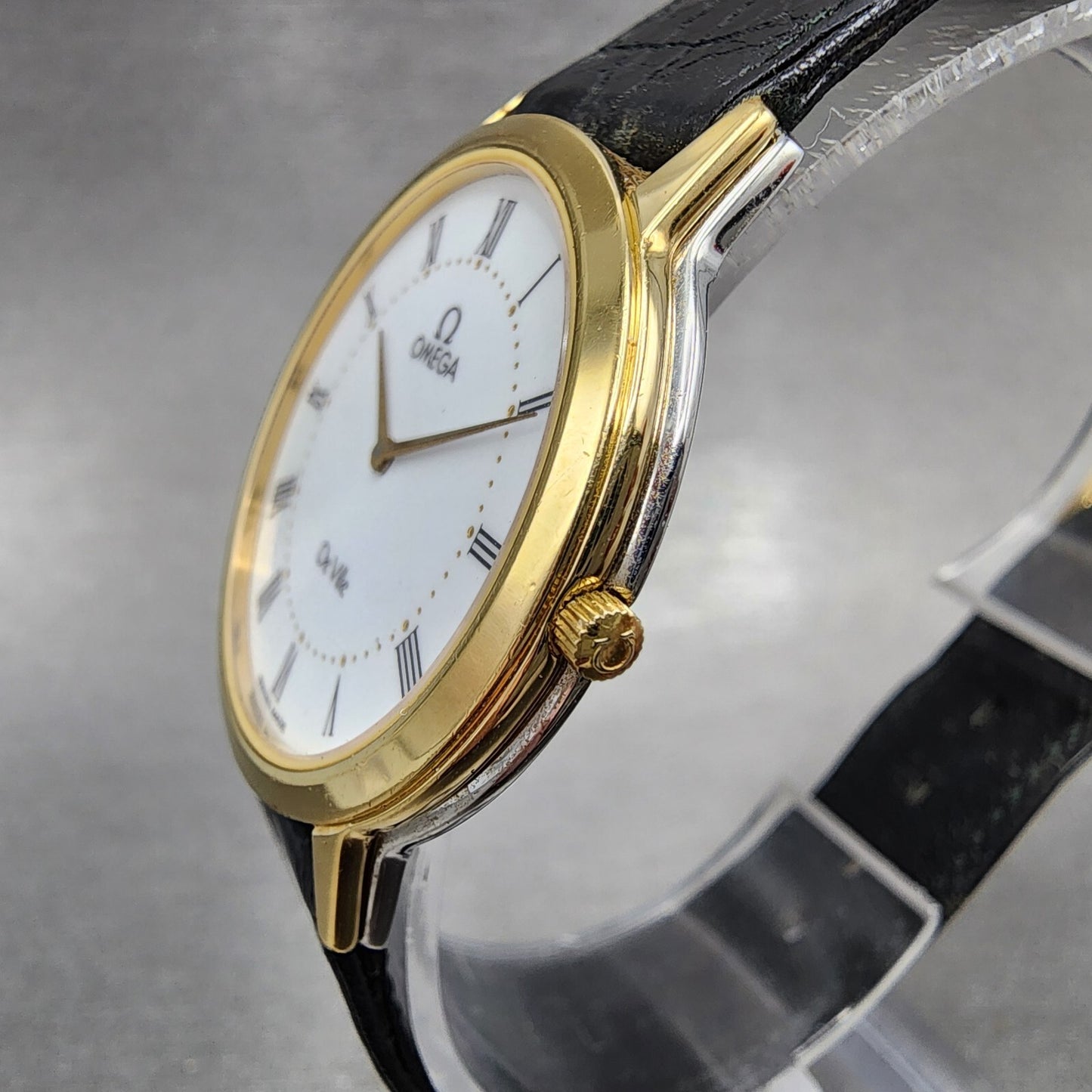 Omega De Ville Watch Men 32mm White Dial Two Tone Round 195.0048 New Battery