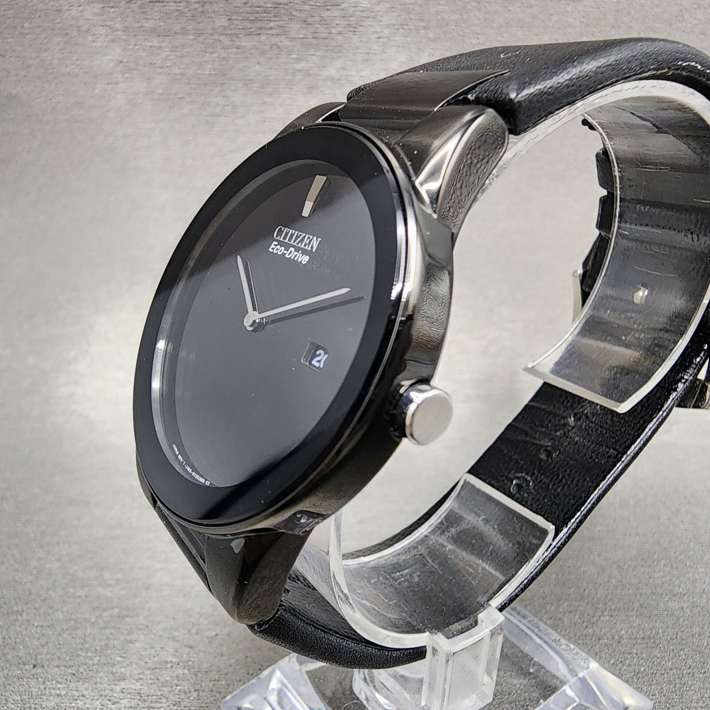 Citizen Eco-Drive Axiom Watch Men 40mm Black Dial Black Tone Leather Date Works