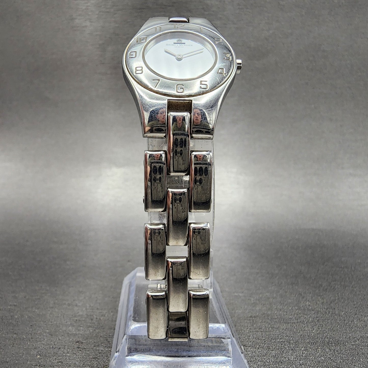 Baume Mercier Linea Watch Women 27mm Silver Dial Steel Round MVO45182 New Batt