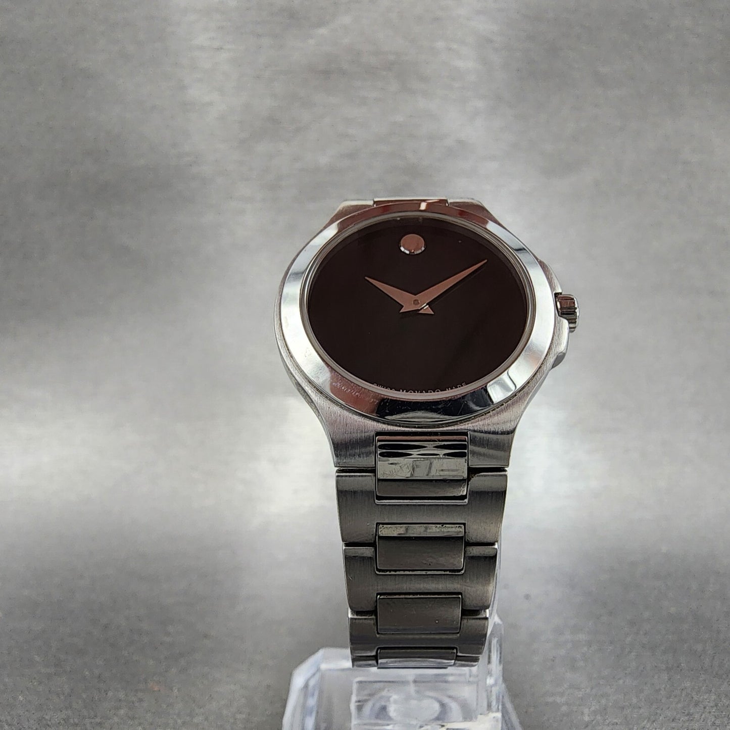 Movado Museum Watch Women 28mm Black Dial Stainless Steel Round New Battery