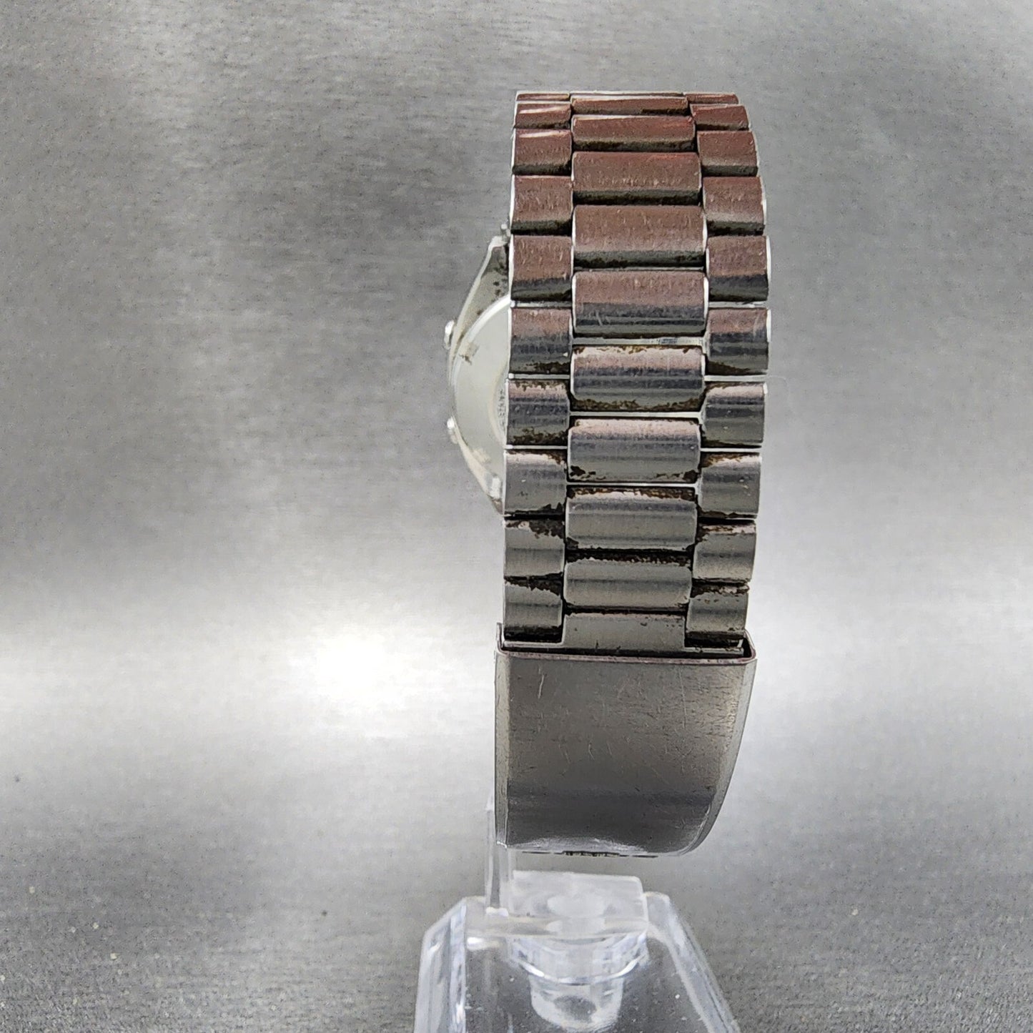 Seiko Digital Watch Men 34mm Steel Chronograph A127-5029 New Battery