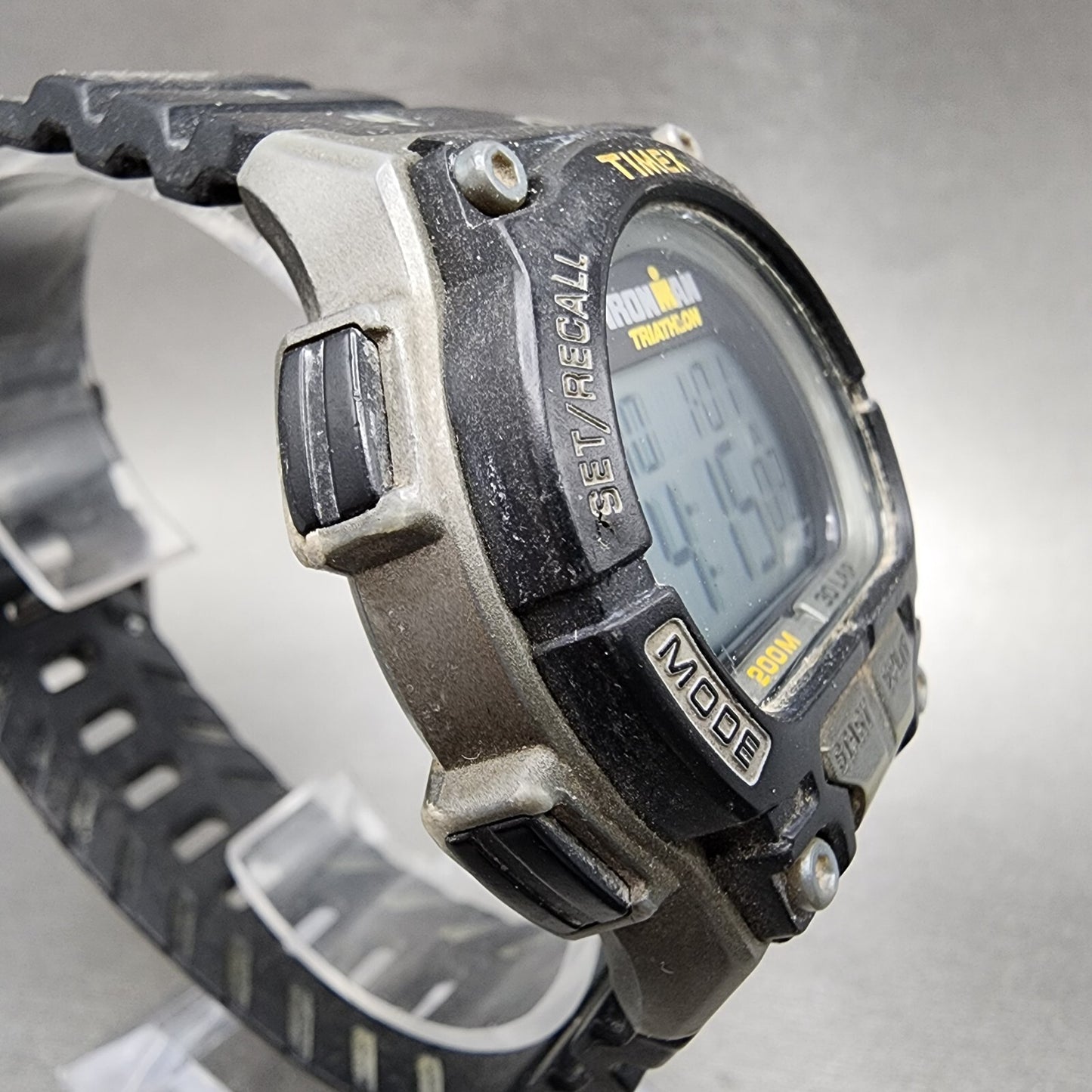 Timex Ironman Watch Men 42mm Digital Black Tone Alarm Chrono Round New Battery