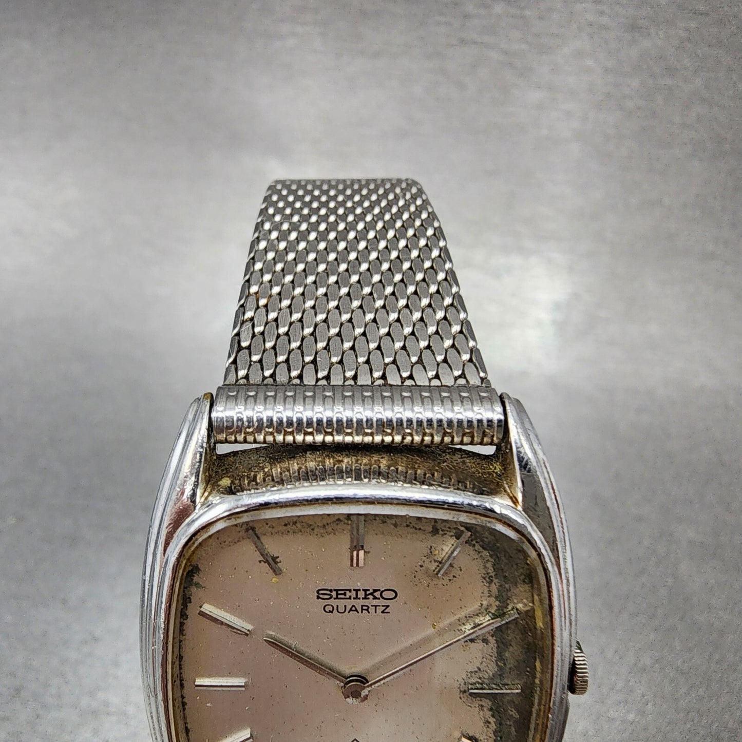 Seiko Tank Watch Men 29mm Silver Dial Silver Tone Rectangle 43-5200 PARTS