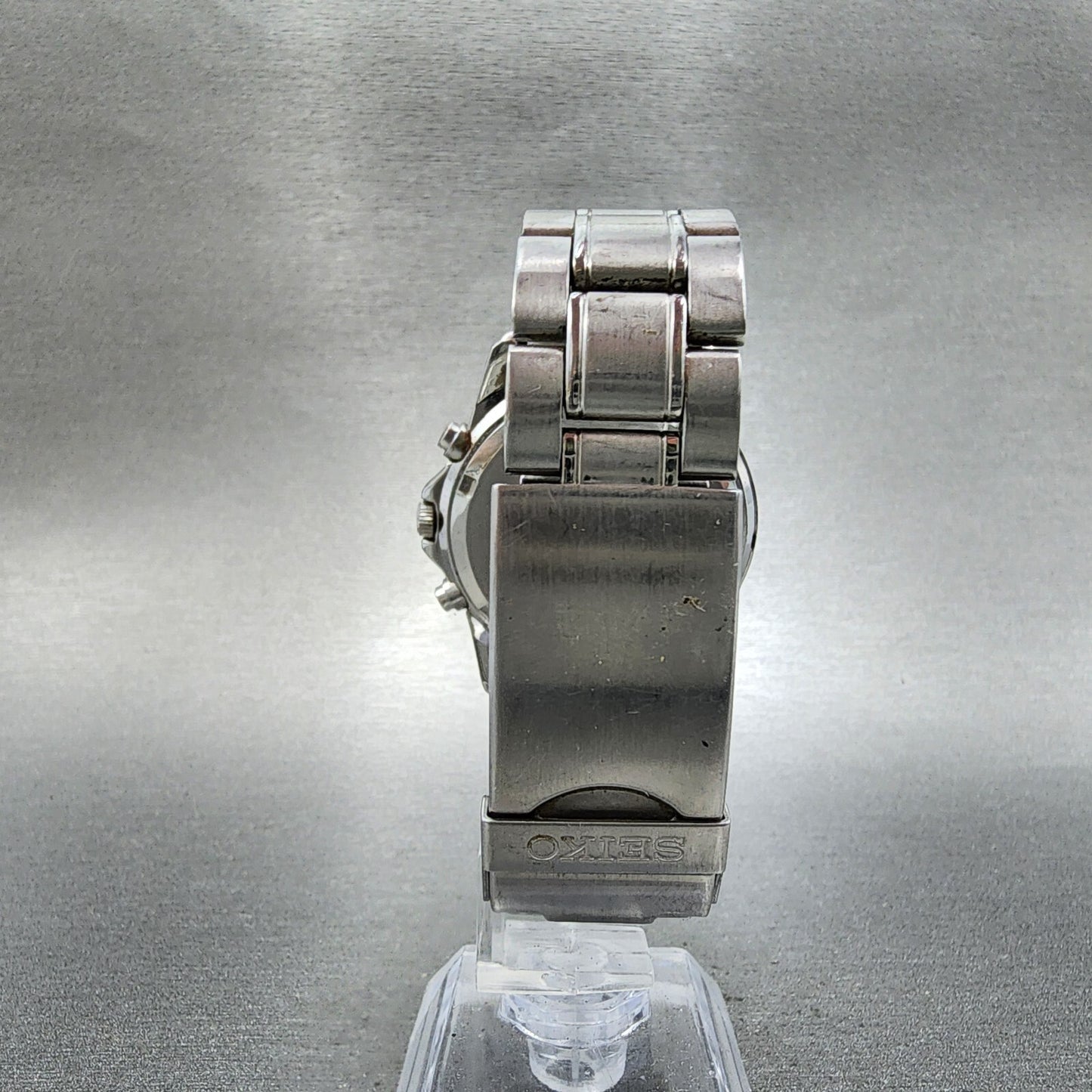 Seiko Chronograph Watch Men 38mm Black Dial Silver Tone Date 7t92-0dw0 New Batt