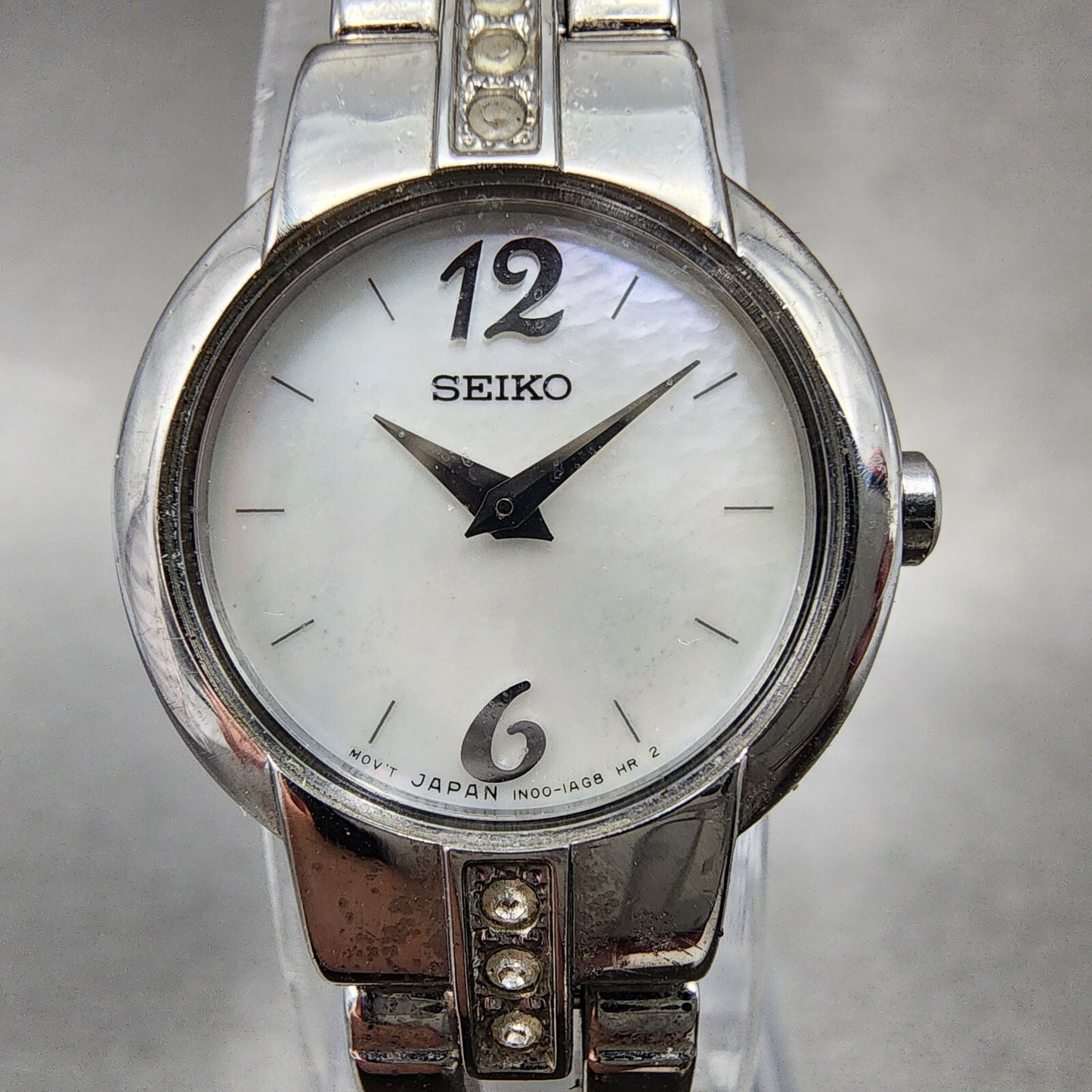 Seiko Watch Women 20mm MOP Dial Silver Tone Round 1N00-0SJ0 New Battery