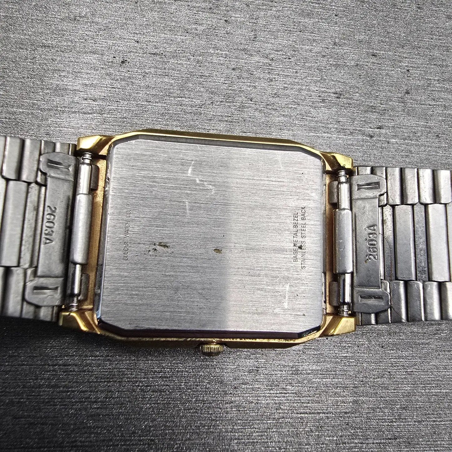 Bulova Tank Watch Men 27mm Black Dial Gold Tone Rectangle 92N76 New Battery VTG10