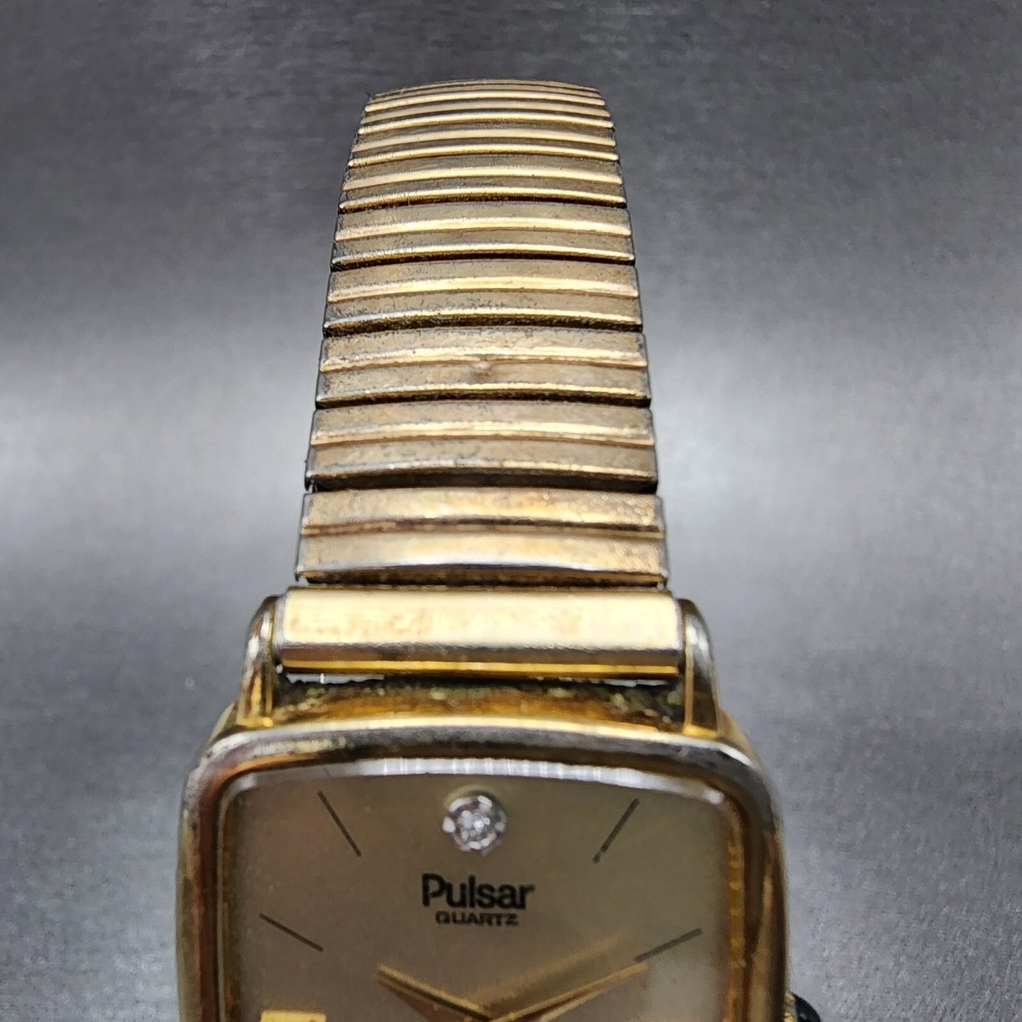 Pulsar Tank Watch Men 26mm Champange Dial Gold Tone Rectangle Y100-5869 PARTS