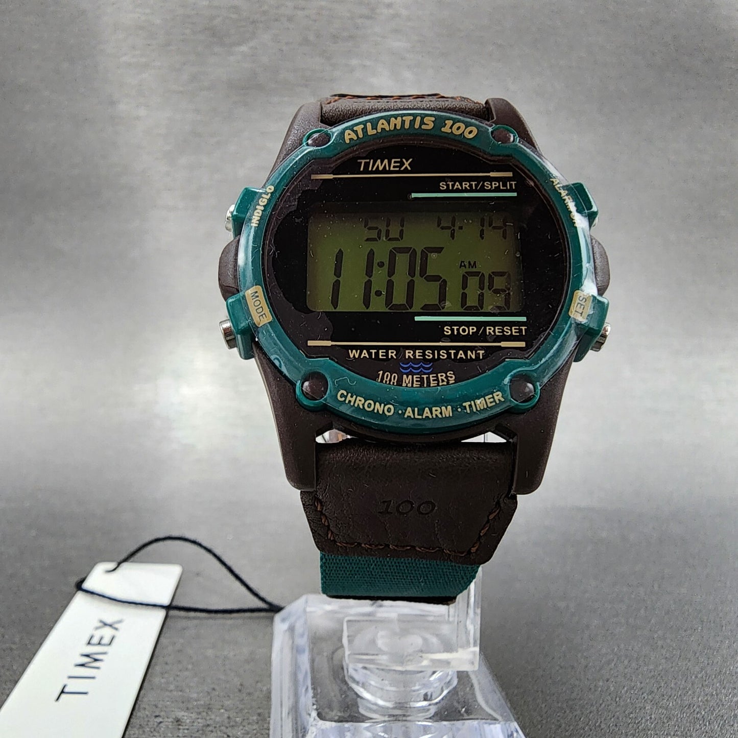 Timex Atlantic 100 Watch Men 40mm Digital Brown Tone Green Band TW2V44300VQ