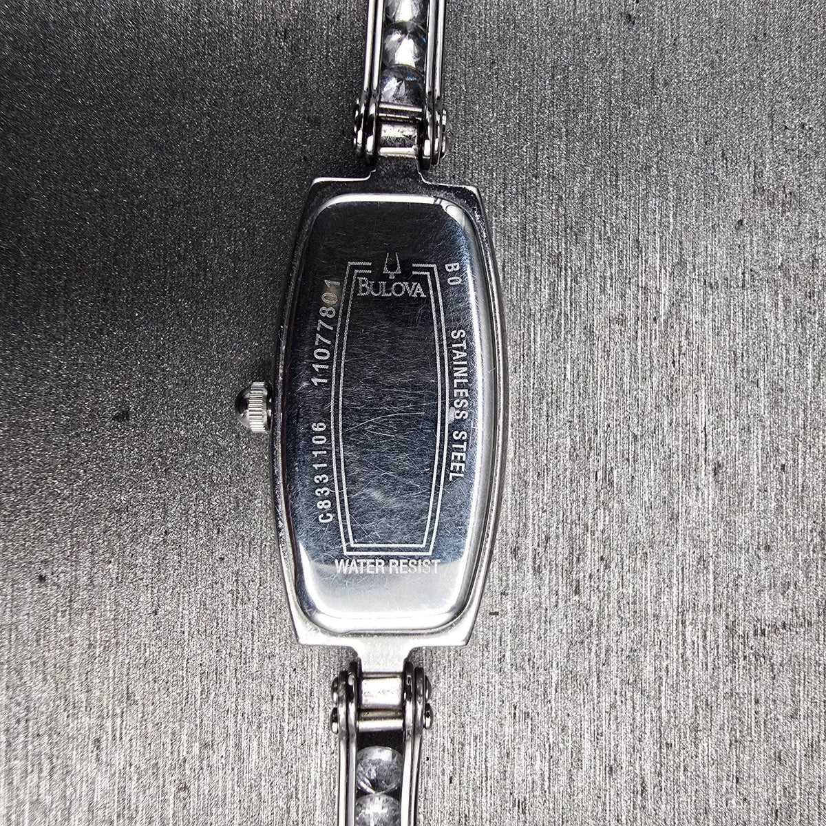 Bulova Watch Women 14mm Black Dial Silver Tone Rectangle 96T15 New Battery JP10