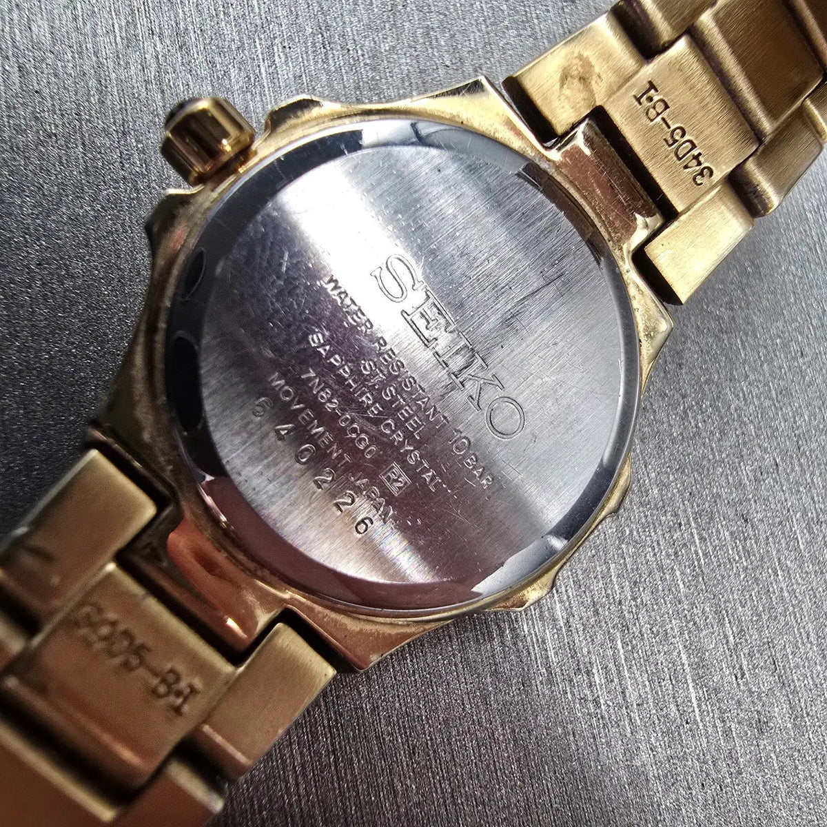 Seiko Coutura Watch Women 26mm MOP Dial Gold Date Diamonds 7N82-0CG0 New Batt10