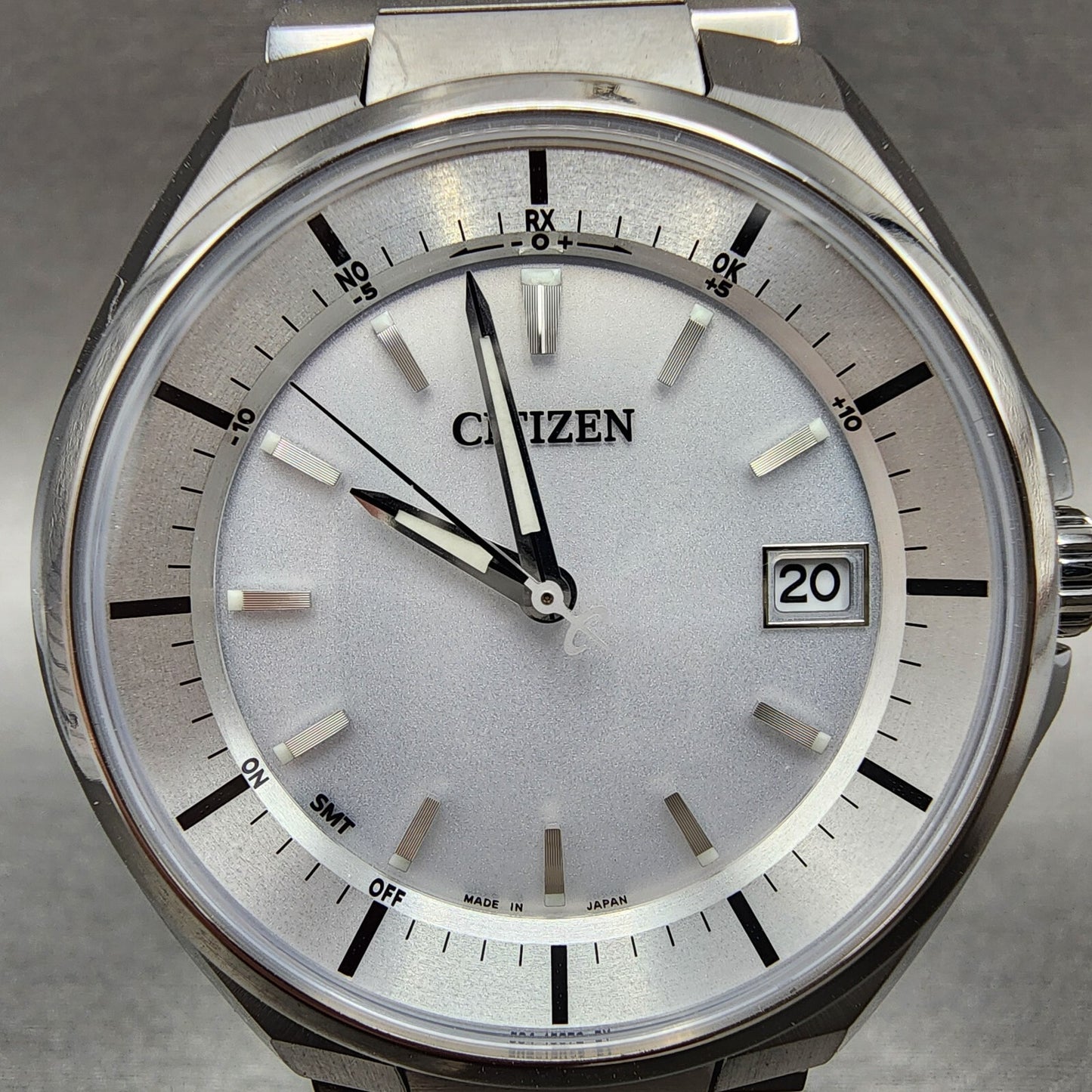 Citizen Attesa Watch Men 41mm White Dial Titanium Date Atomic Round Works