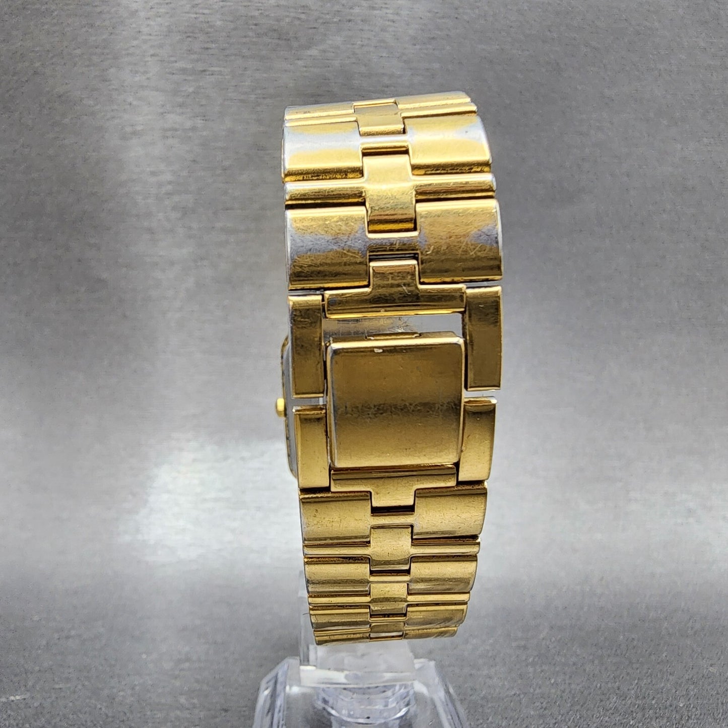 Pulsar Tank Watch Men 26mm Champagne Dial Gold Tone Date Rectangle New Battery