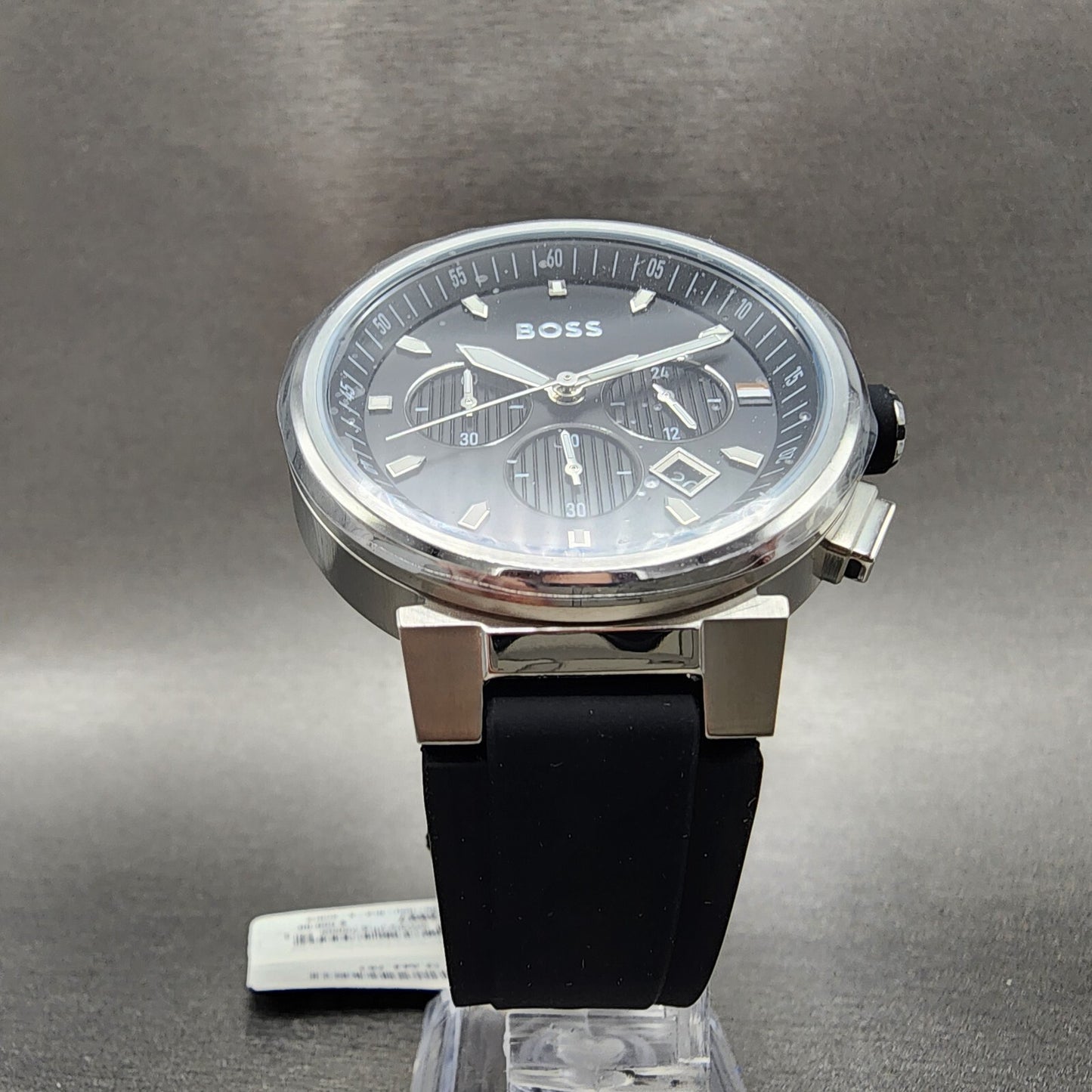 Hugo Boss Chronograph Watch Men 44mm Black Dial Steel Date Round 1513997
