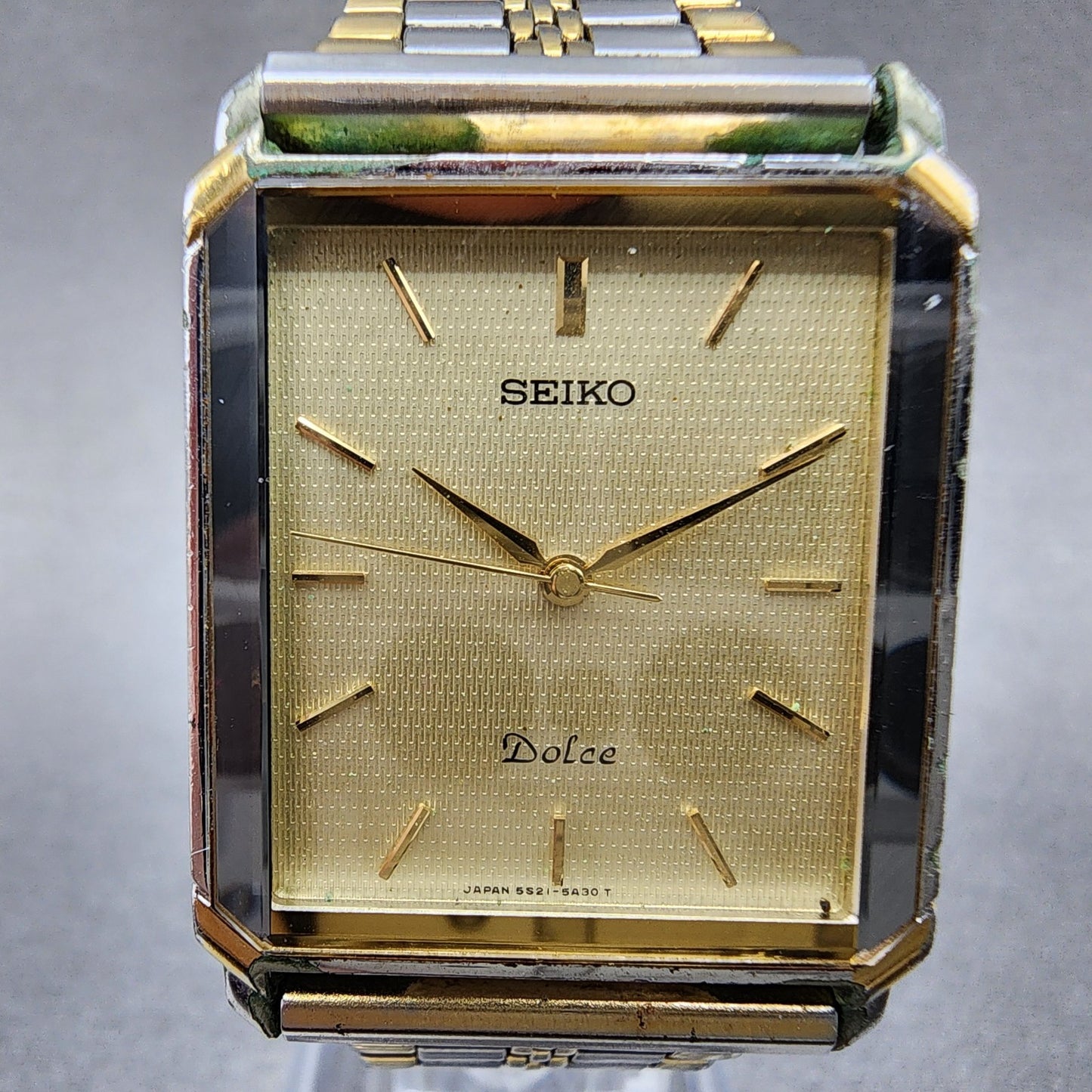 Seiko Dolce Tank Watch Men 26mm Champagne Dial Two Tone 5s21-5a20 PARTS