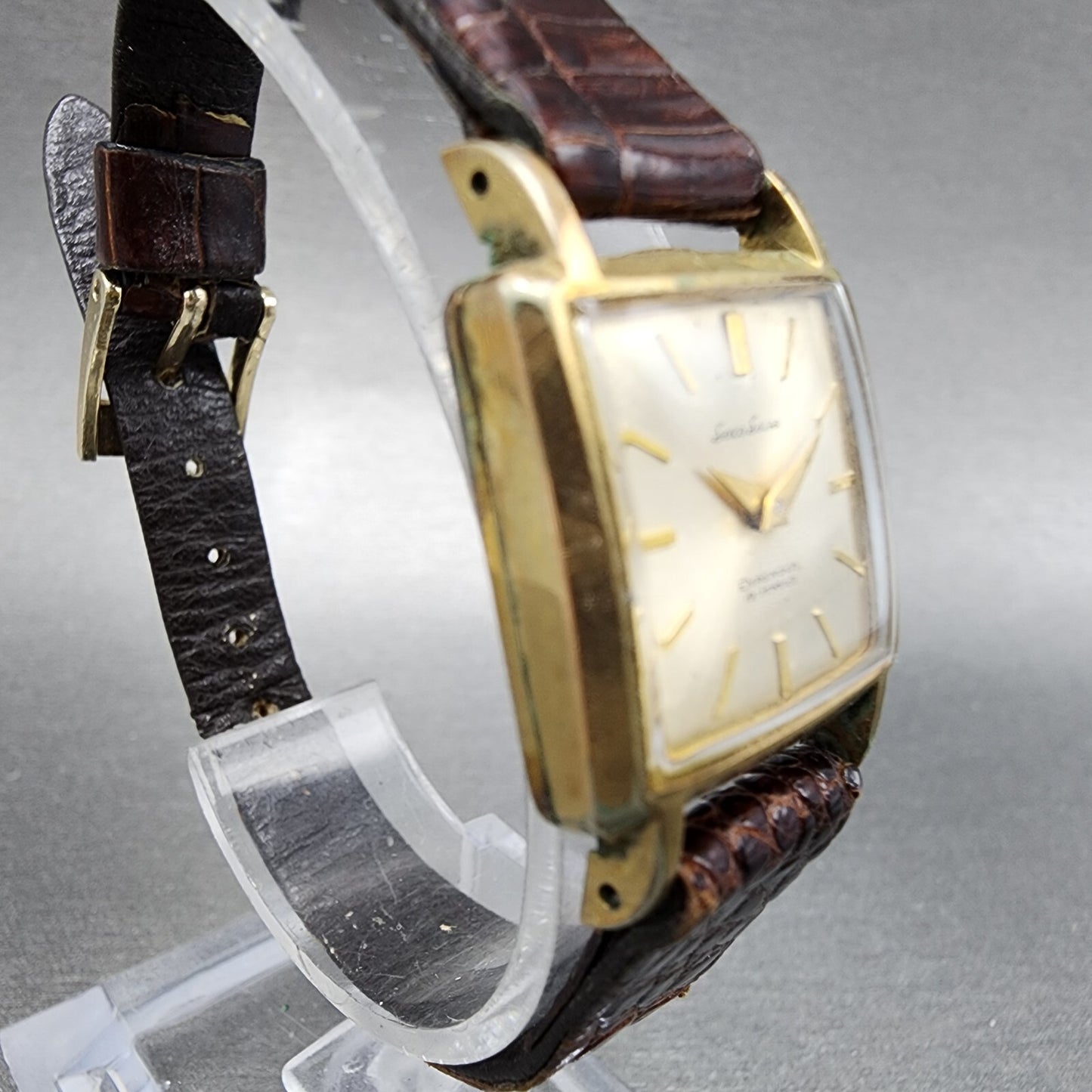 Seiko Solar Tank Watch Women 20mm Silver Dial Gold Plated 19 J 598 PARTS