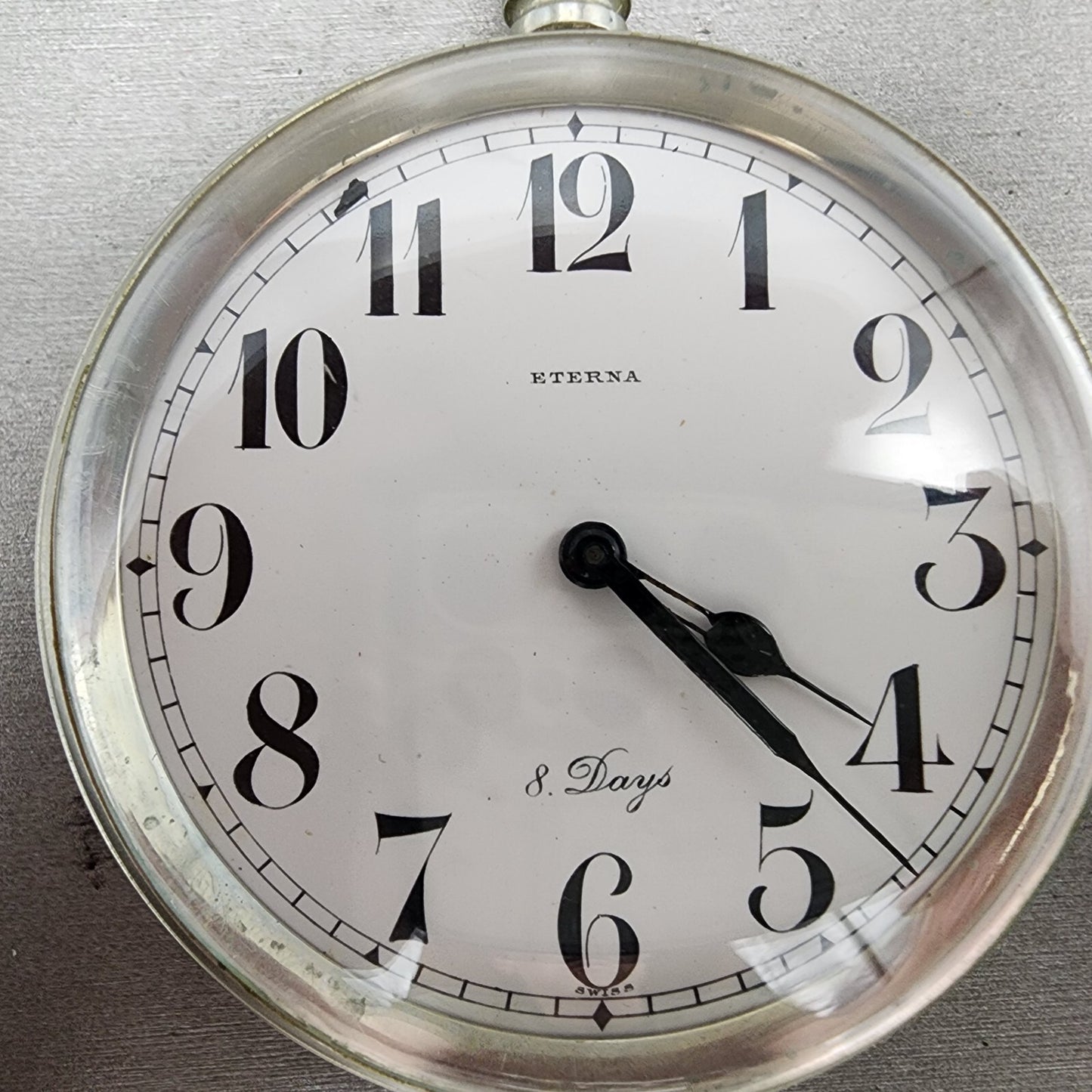 Eterna 8 Days Pocket Watch Men 70mm White Dial Steel Manual Wind PARTS