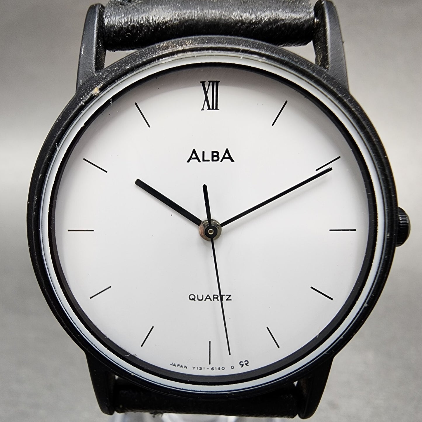 Seiko ALBA Watch Women 32mm White Dial Black Tone Round Y131-6040 New Battery