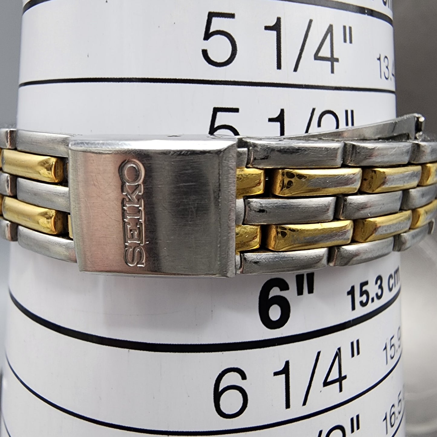 Seiko Watch Women 24mm White Dial Two Tone Date Round 7N82-6B29 New Battery