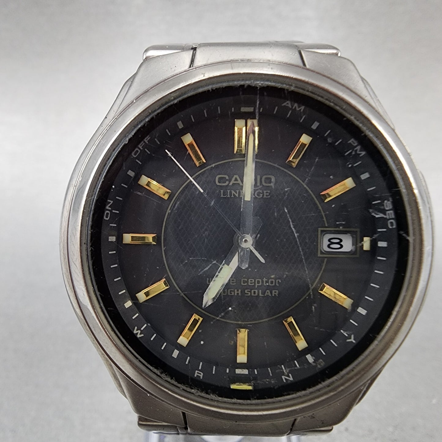 Casio Lineage Watch Men 40mm Gray Dial Tiatainum Tone Date Solar LIW-110t Runs