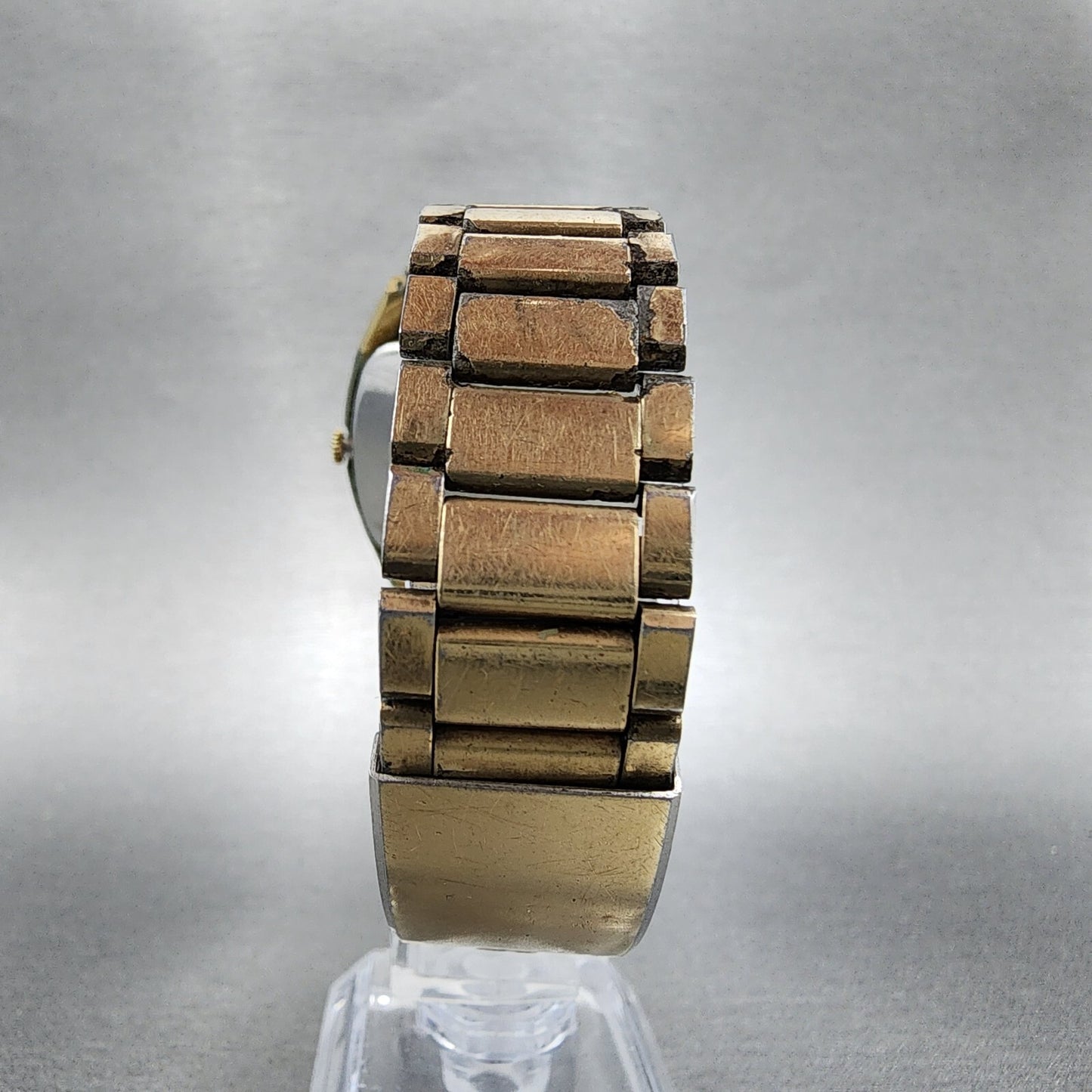 Seiko SQ Watch Men 36mm Gold Dial Gold Tone Rectangle Daydate 4336-5019 PARTS