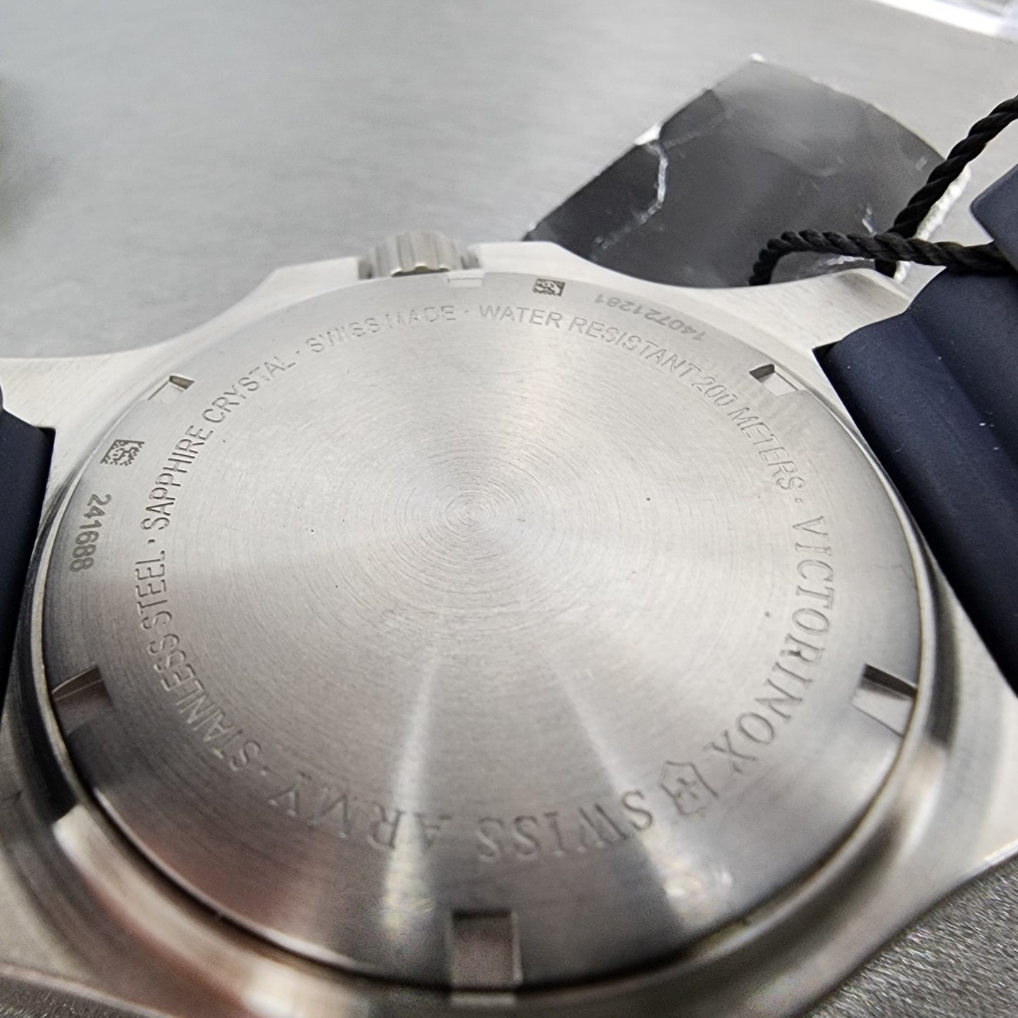 Victorinox INOX Watch Men 44mm Blue Dial Steel Date Round 241688 New Battery