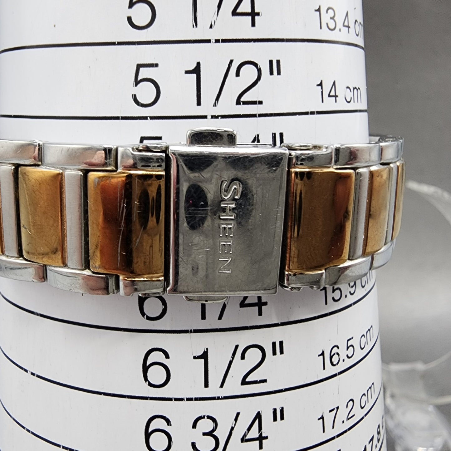 Casio Sheen Watch Women 34mm White Dial Two Tone Daydate Round New Battery10