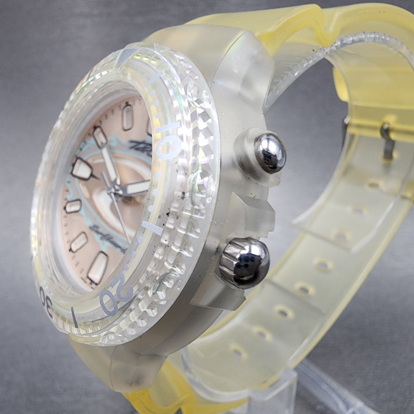 Orient Town & Country Dive Watch Men 40mm Pink Dial Clear Case Surfboard New bat