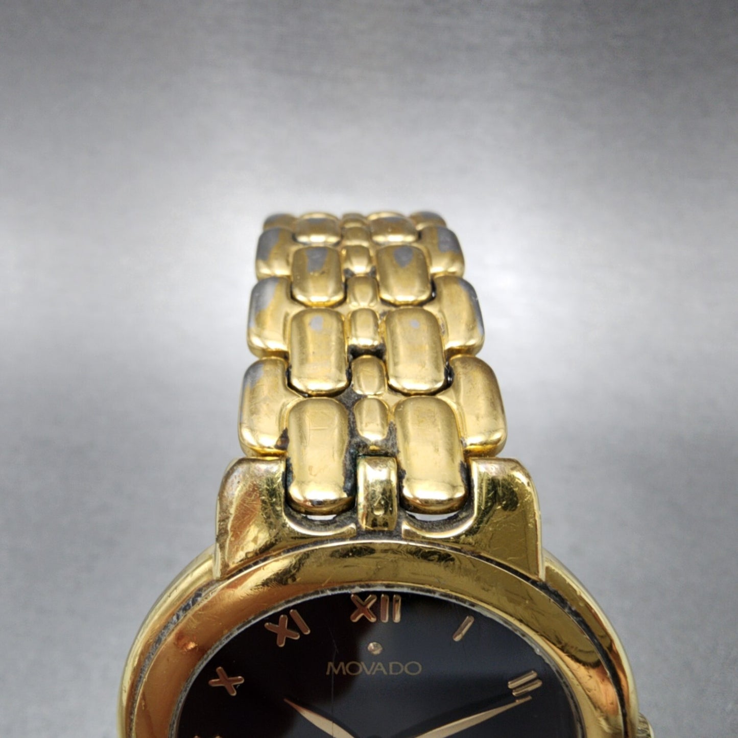 Movado Watch Men 35mm Black Dial Gold Tone Round 87.A2.873 New Battery